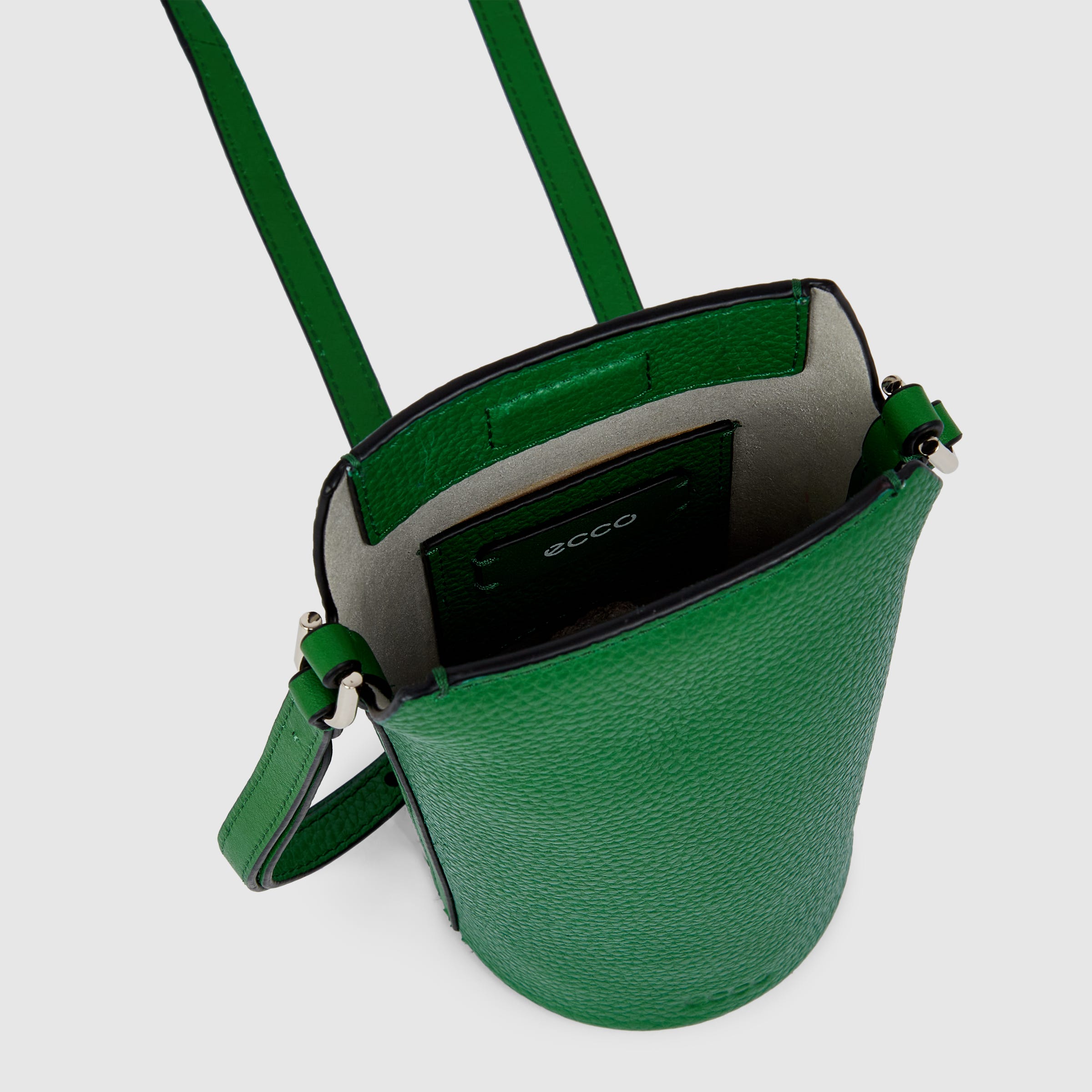 ECCO® Textureblock Pot Leather Crossbody Bag - Green - Inside