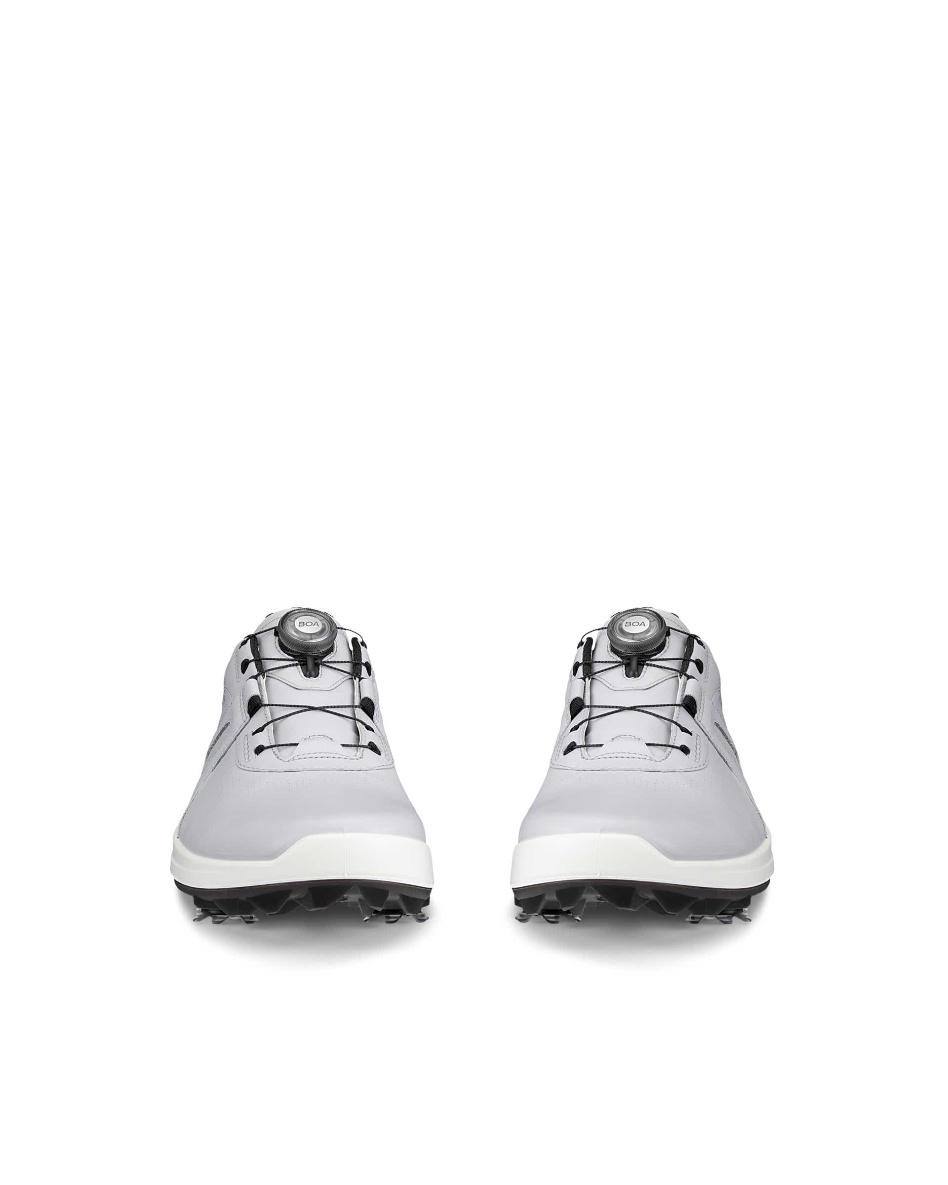 Men's ECCO® Golf Biom G5 BOA Leather Cleated Waterproof Golf Shoe - Gray - Front pair