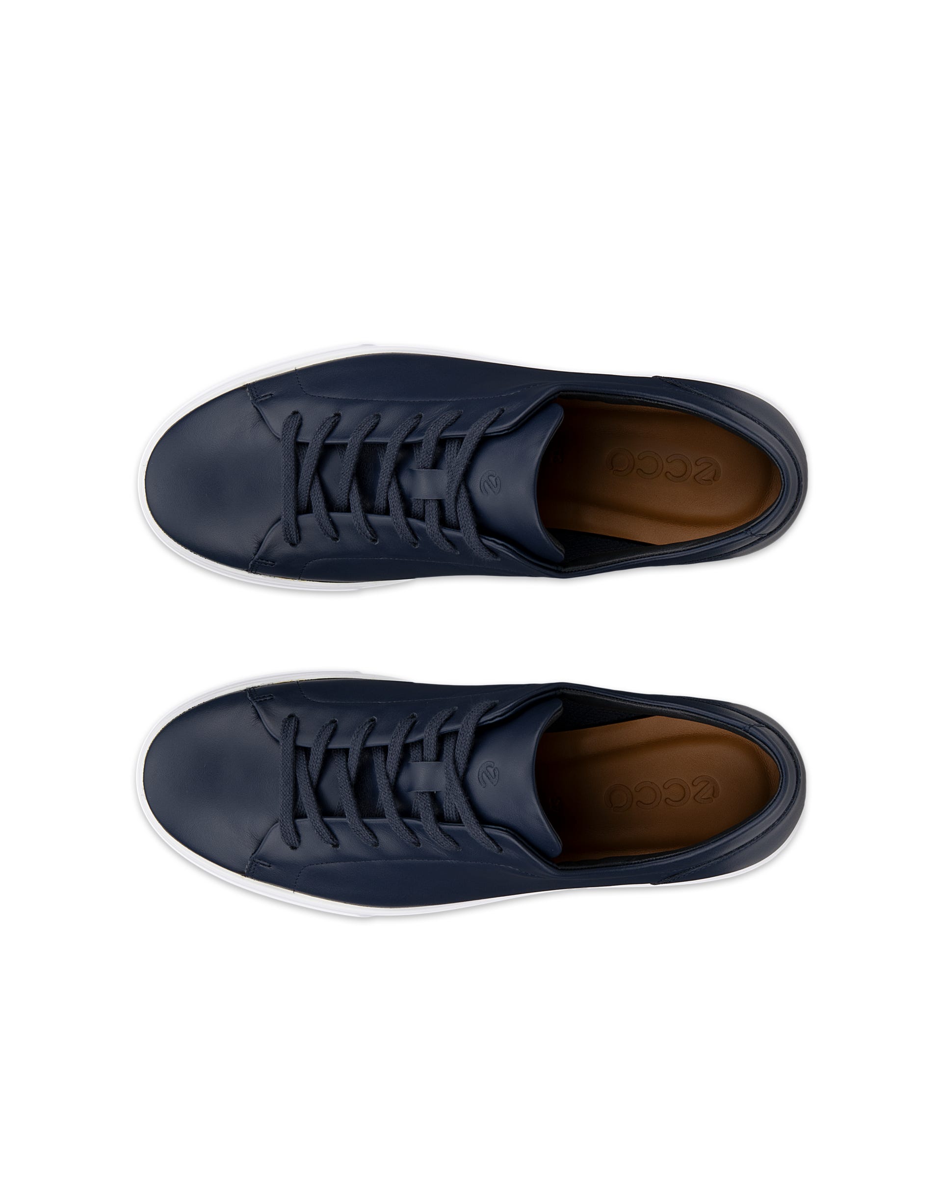 Men's ECCO® SOFT 10 Leather Trainer - Blue - Top left pair