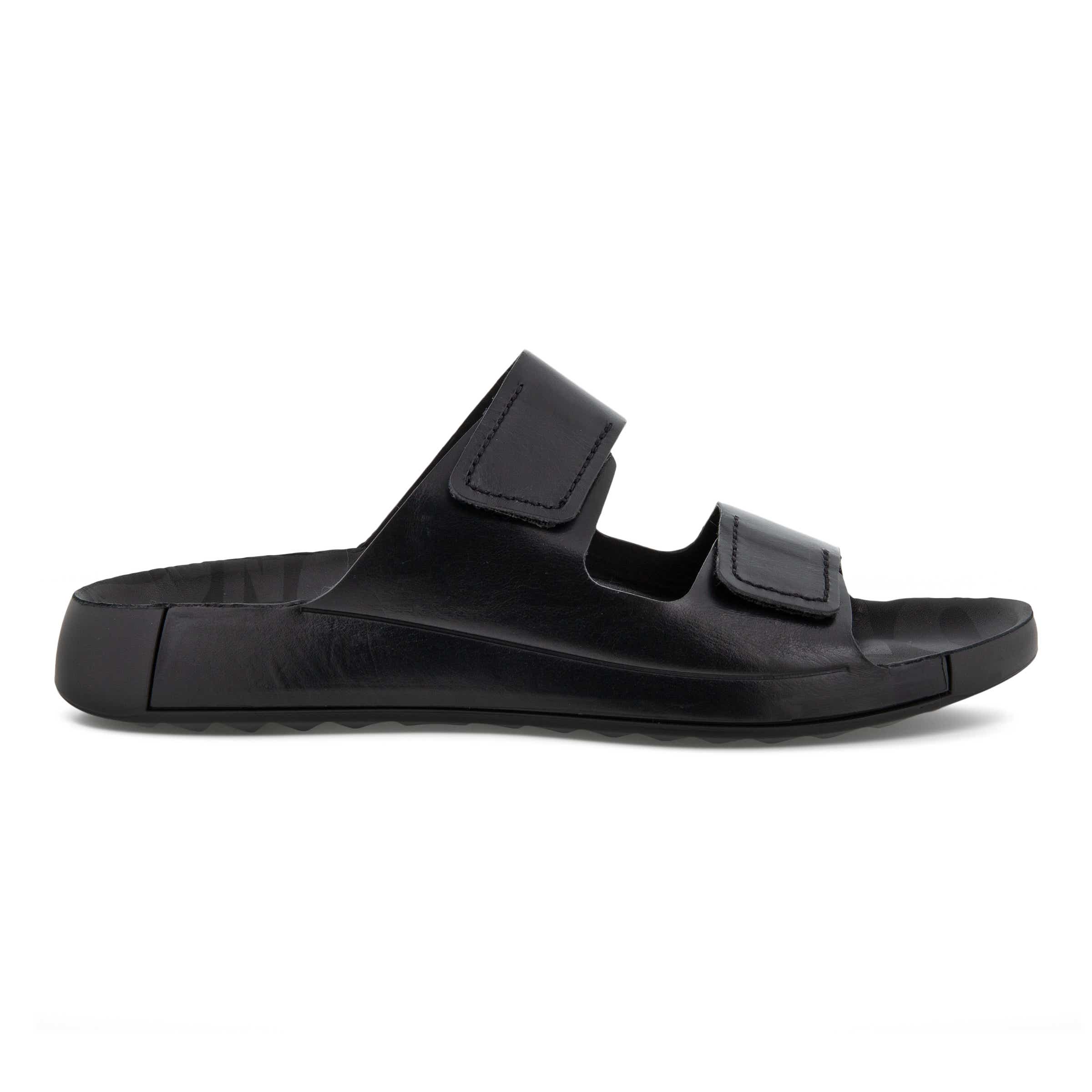 Men's ECCO® Cozmo Leather Buckle Two Strap Sandal  - Black - Outside