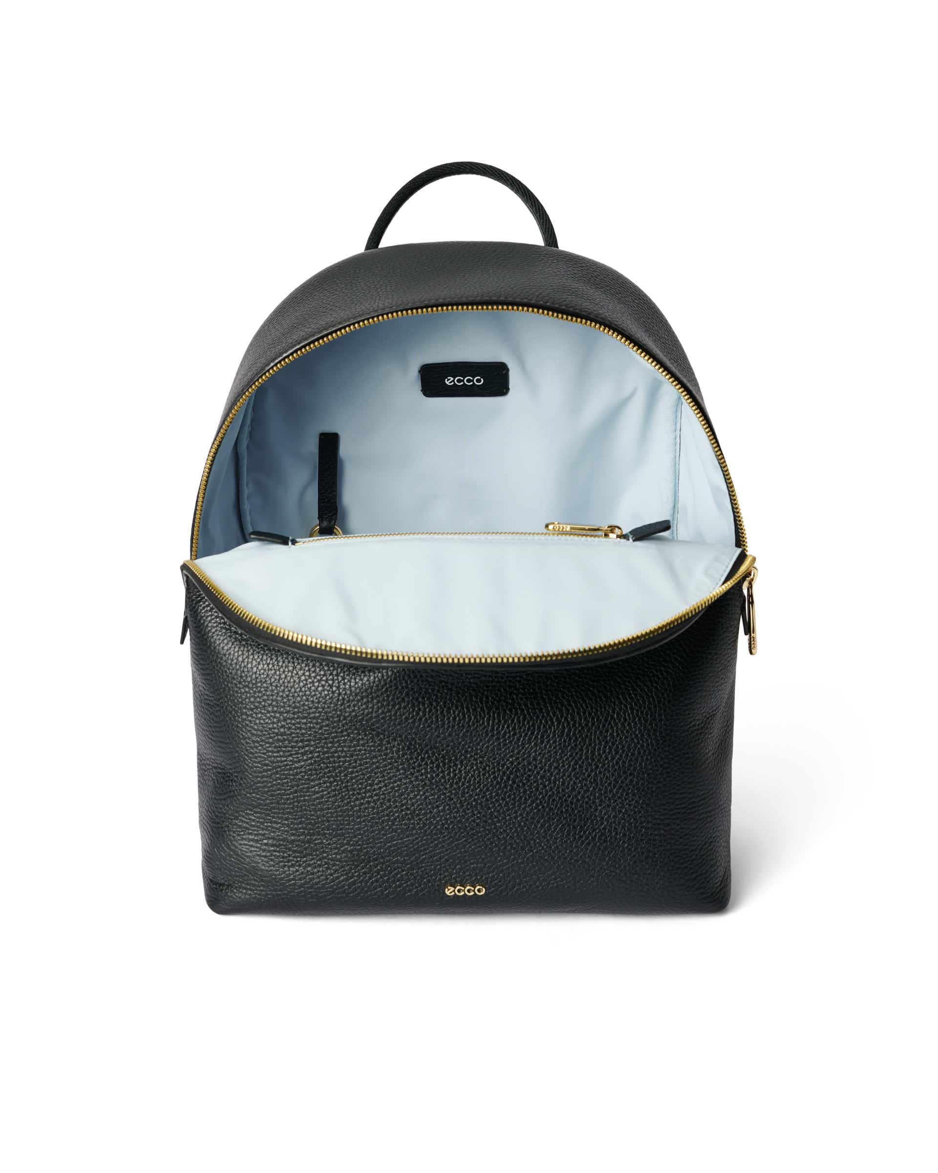 ECCO Round Pack Medium Pebbled レザーバックパック | ブラック ECCO Round Pack Medium Pebbled レザーバックパック | ブラック