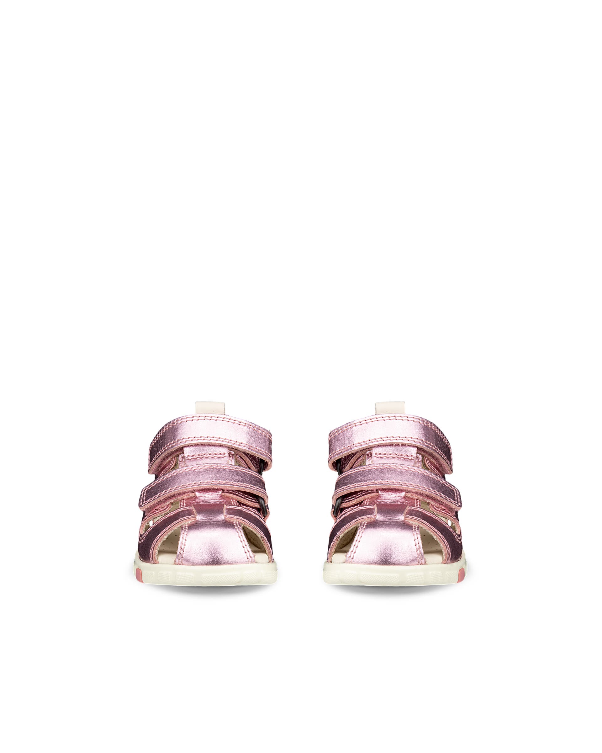 Kids' ECCO® Mini Stride Leather Fisherman Sandal - Pink - Front pair