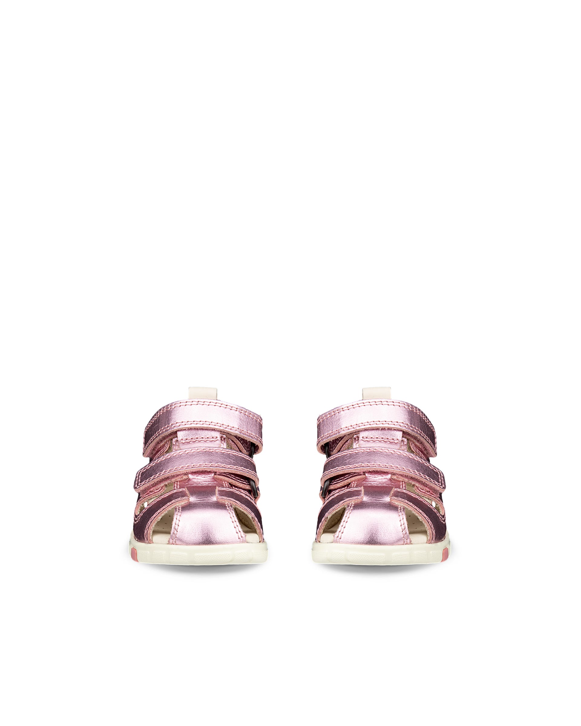 Kids' ECCO® Mini Stride Leather Fisherman Sandal - Pink - Front pair