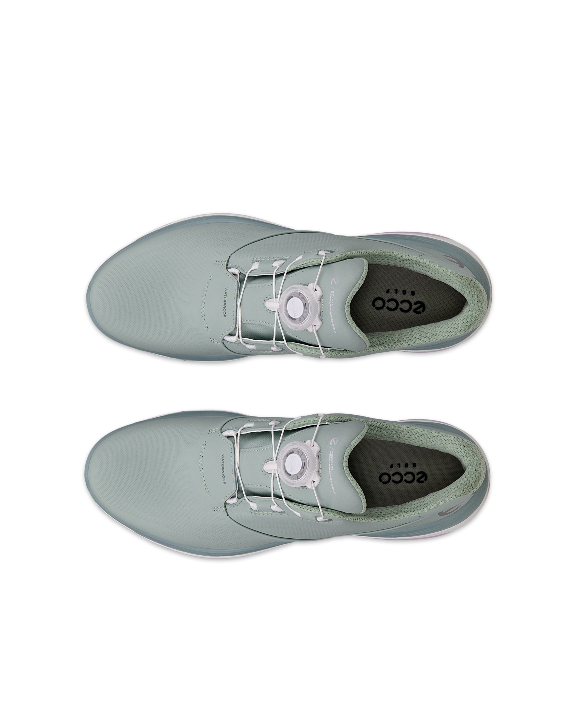 ECCO GOLF LT1 BOA WOMEN ウィメンズ レザーウォータープルーフゴルフシューズ - グリーン - Top left pair
