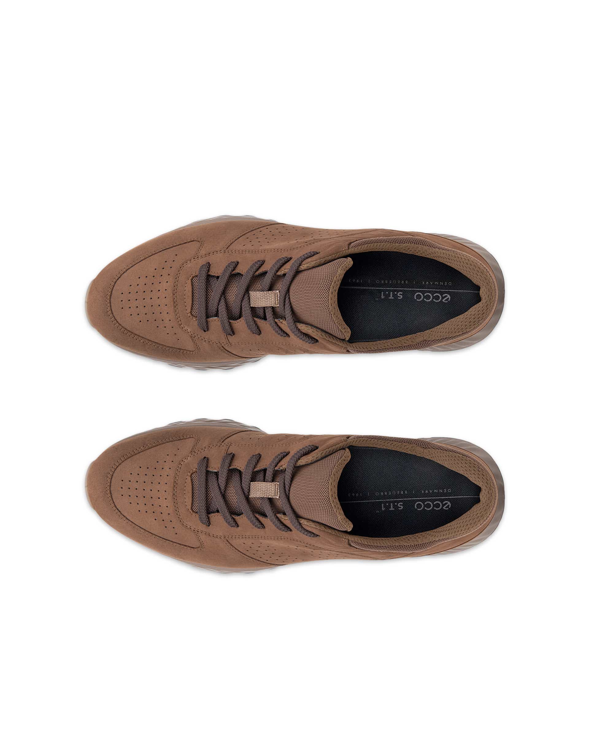 ECCO® EXOSTRIDE baskets en nubuck pour homme - Marron - Top left pair