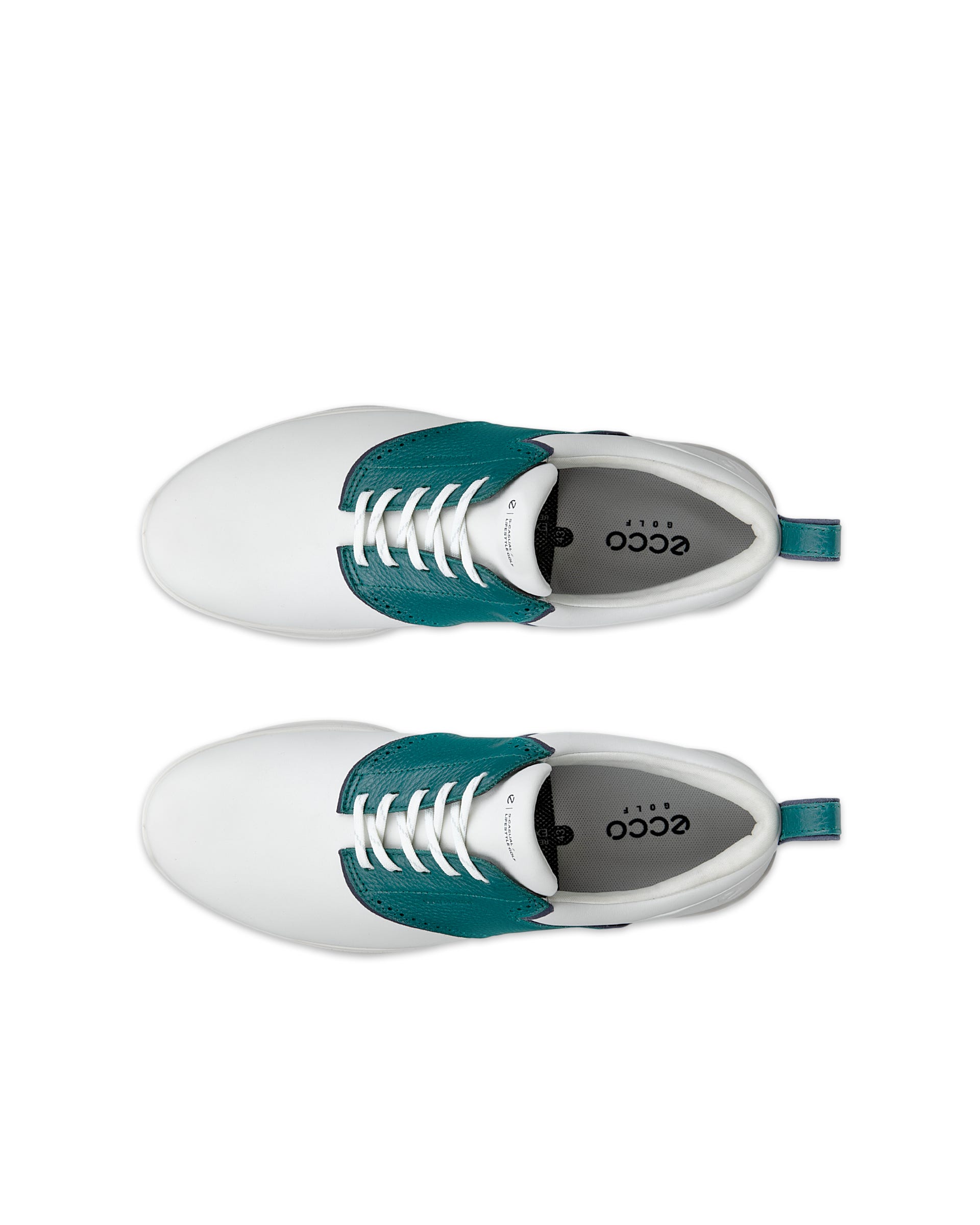 ECCO GOLF S-CASUAL LACE Men メンズ レザーウォータープルーフゴルフシューズ - ホワイト - Top left pair