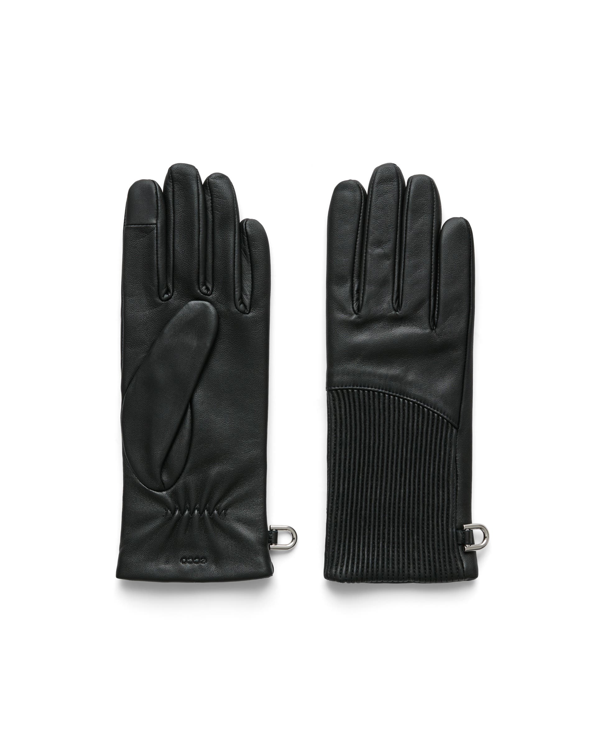 ECCO Gloves Plisse ウィメンズ レザーグローブ - ブラック - Main