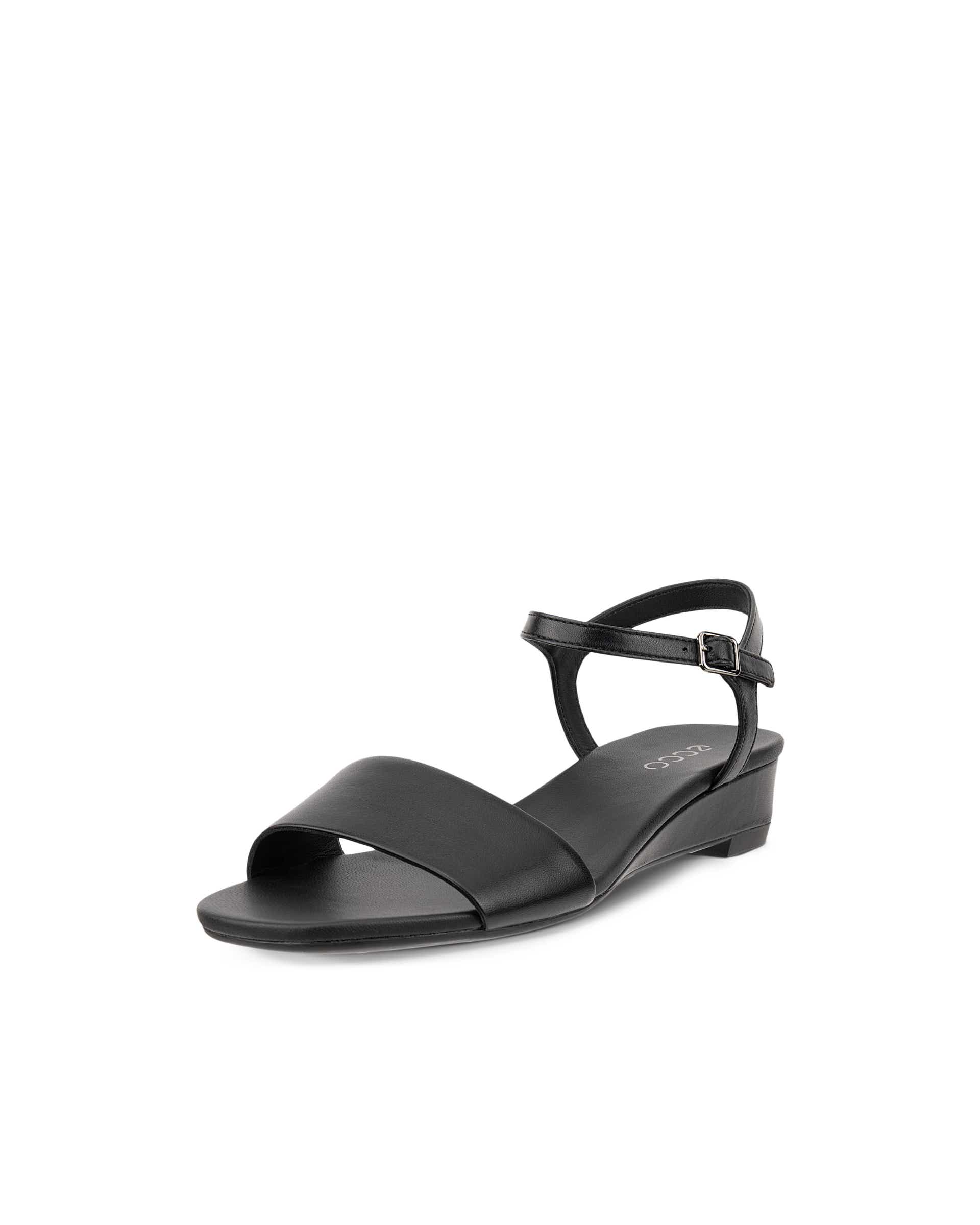 Women's ECCO® Astrid Leather Wedge Sandal - Black - Main