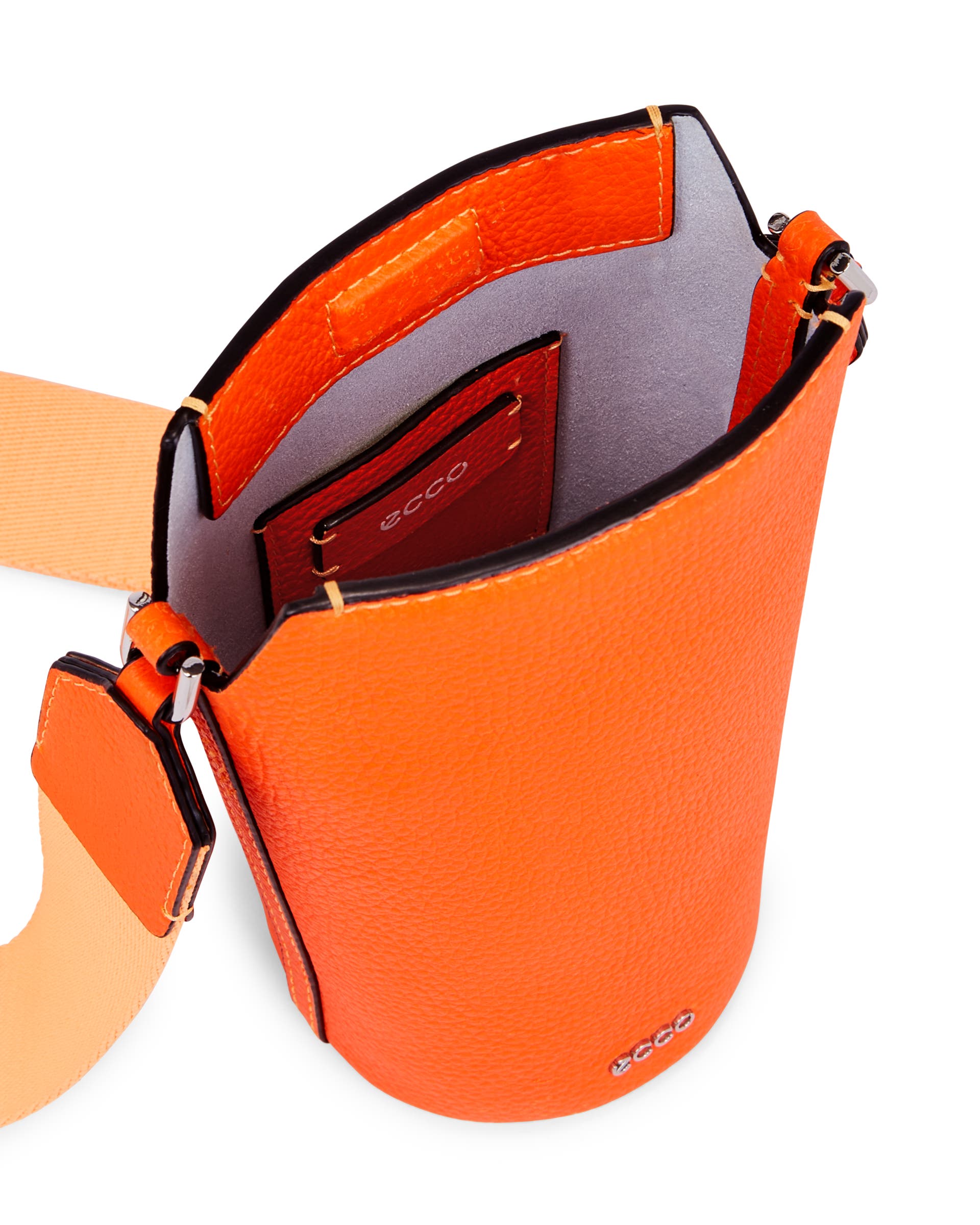ECCO® Pot Pop Pebbled Leather Crossbody Bag - Orange - Inside
