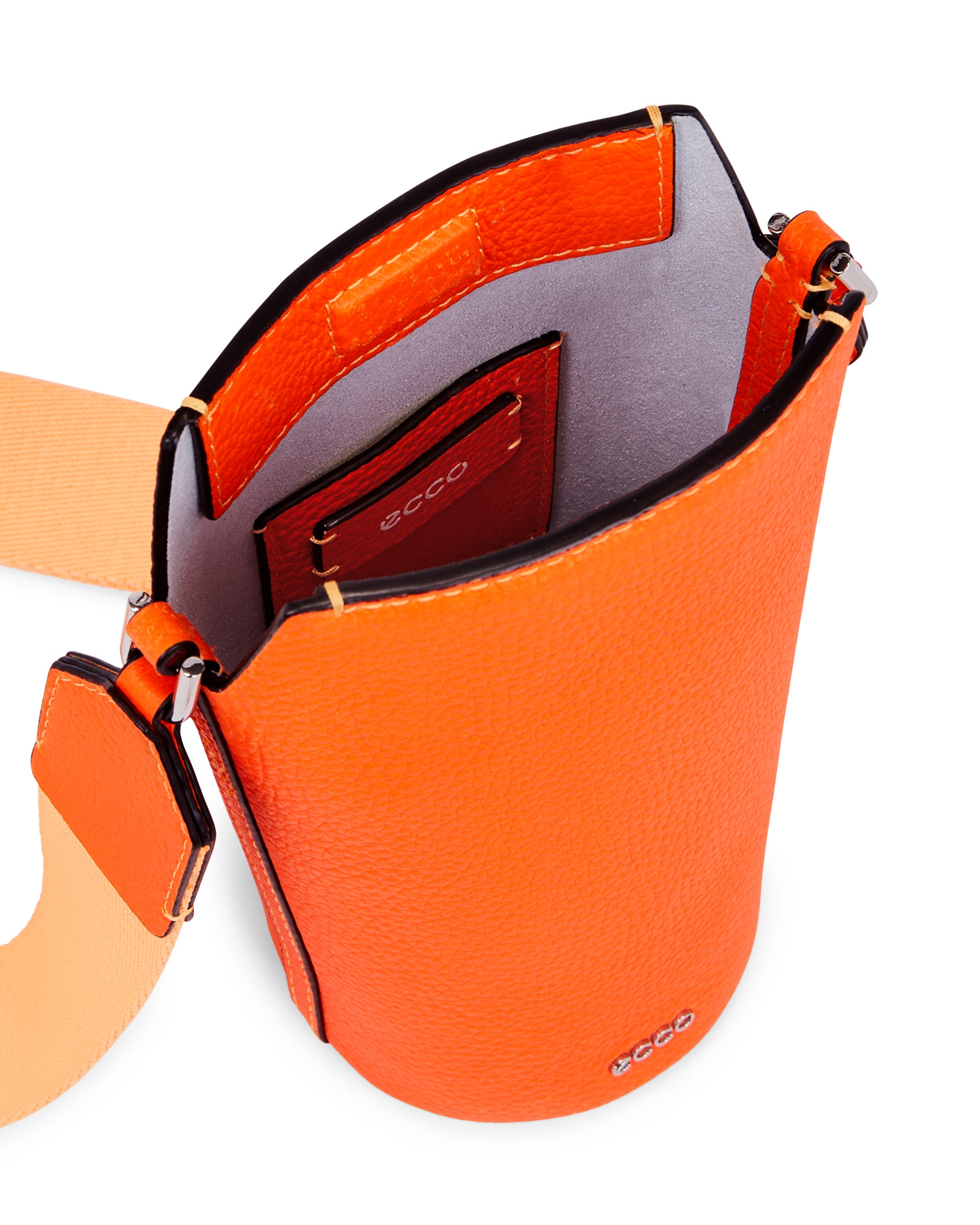 ECCO® Pot Pop Pebbled Leather Crossbody Bag - Orange - Inside