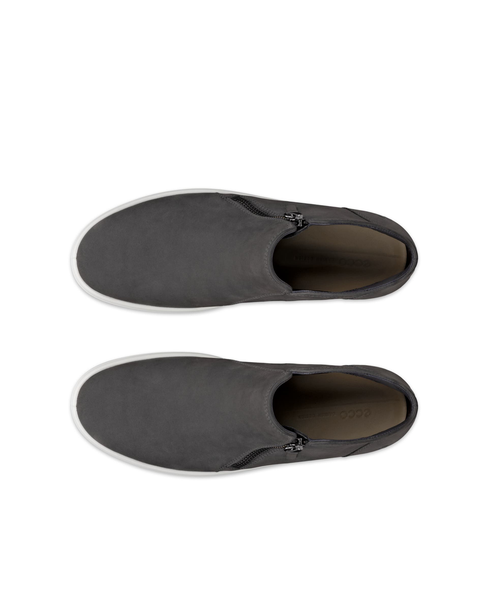 Women's ECCO® Soft 7 Nubuck Zip Bootie - Grey - Top left pair