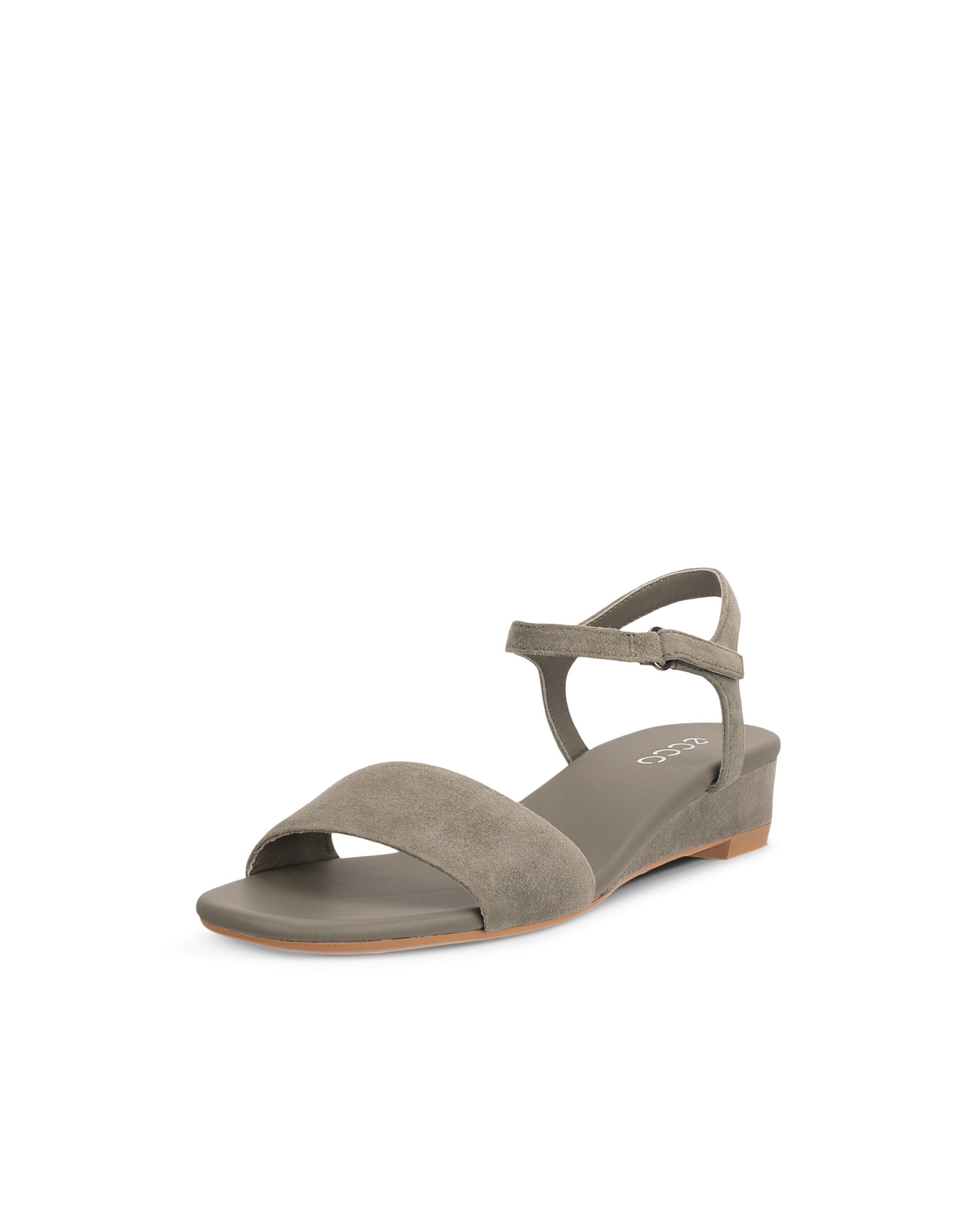 Women's ECCO® Astrid Leather Wedge Sandal - Green - Outside