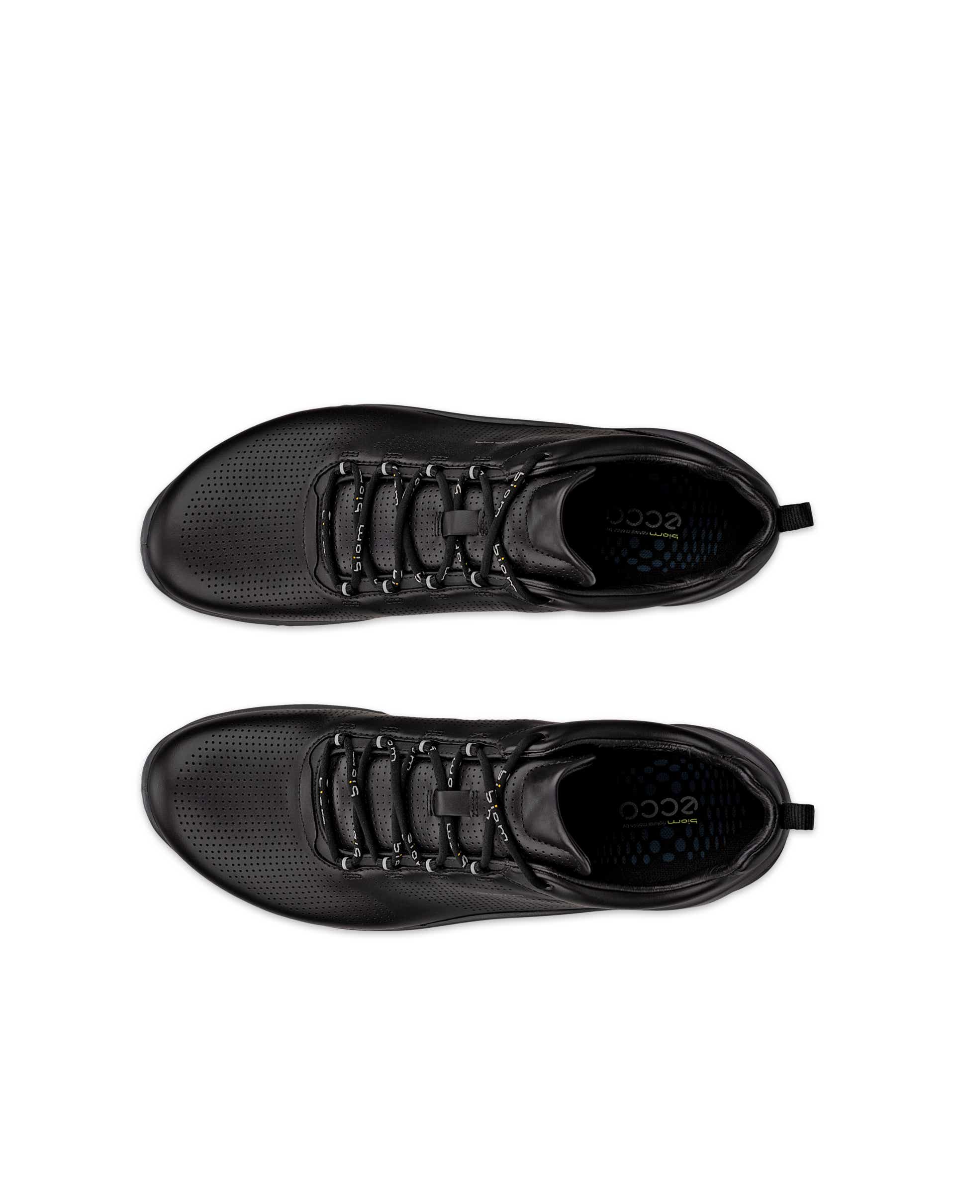 Men's ECCO® Biom Fjuel Leather Outdoor Sneaker - Black - Top left pair