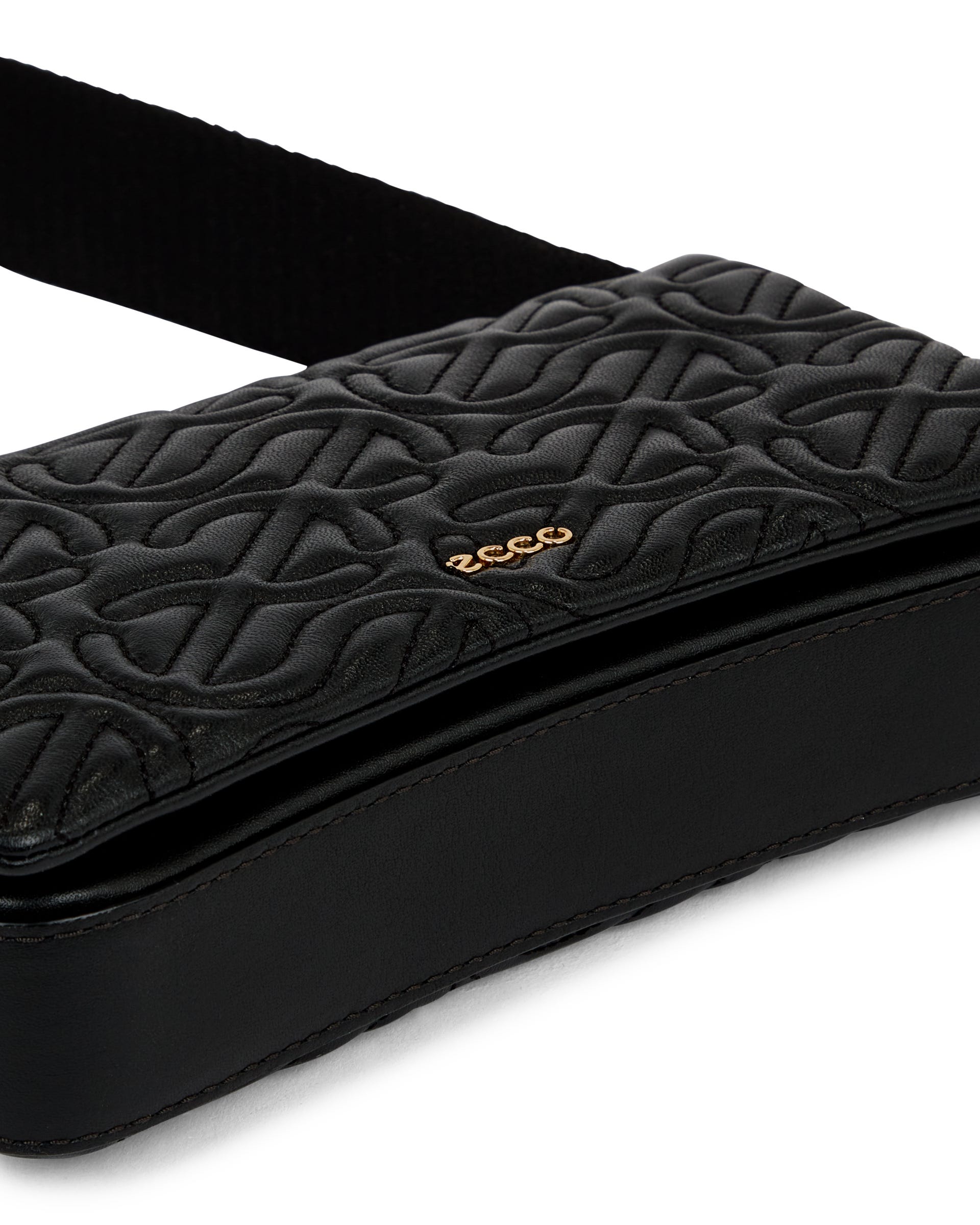 ECCO PINCH BAG S QUILTED WAVE レザークロスボディバッグ - ブラック - Detail-1