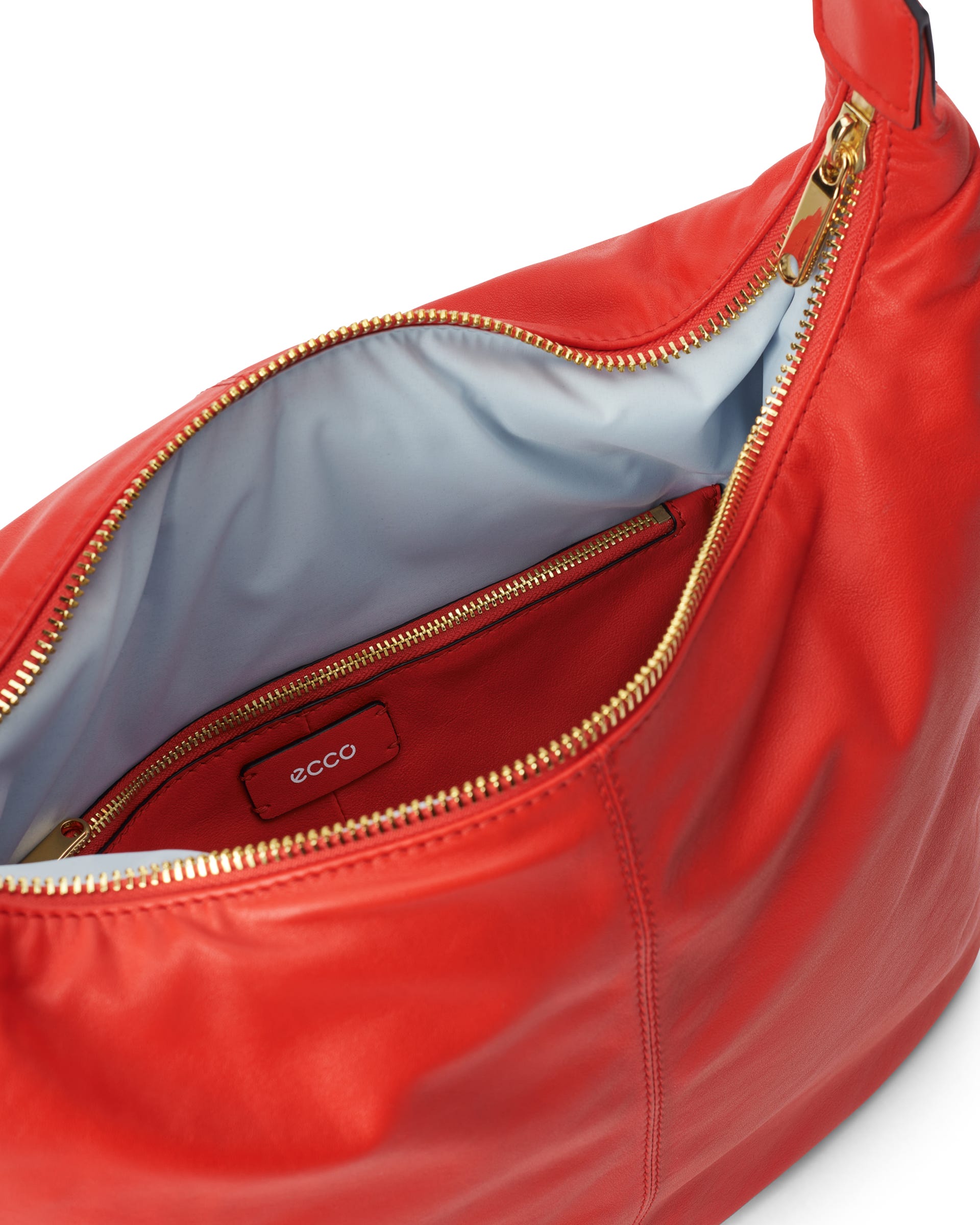 ECCO® Hobo Soft Leather Hobo Bag - Red - Inside