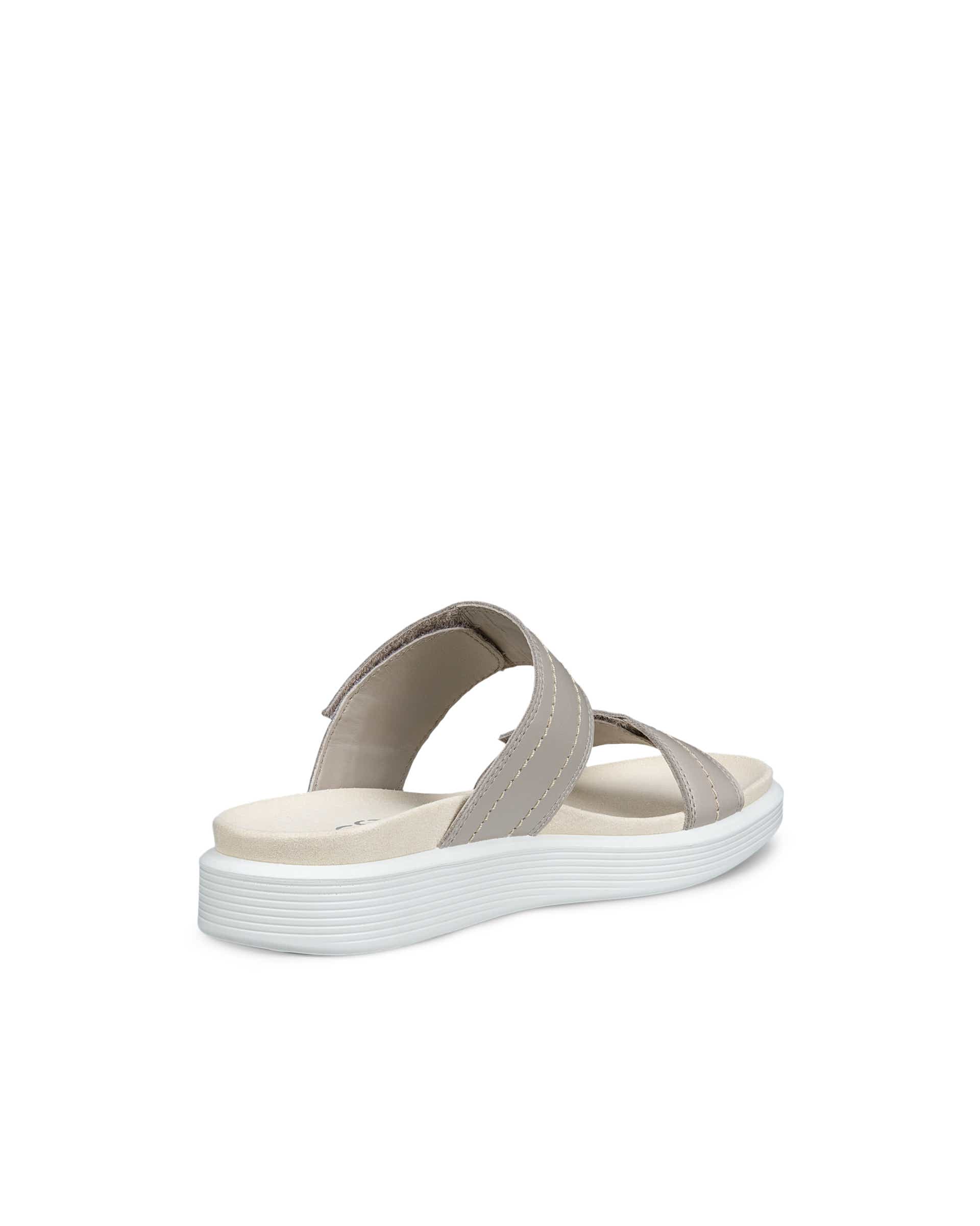 Damskie skórzane klapki ECCO® SOFT SANDAL - Beżowy - Back