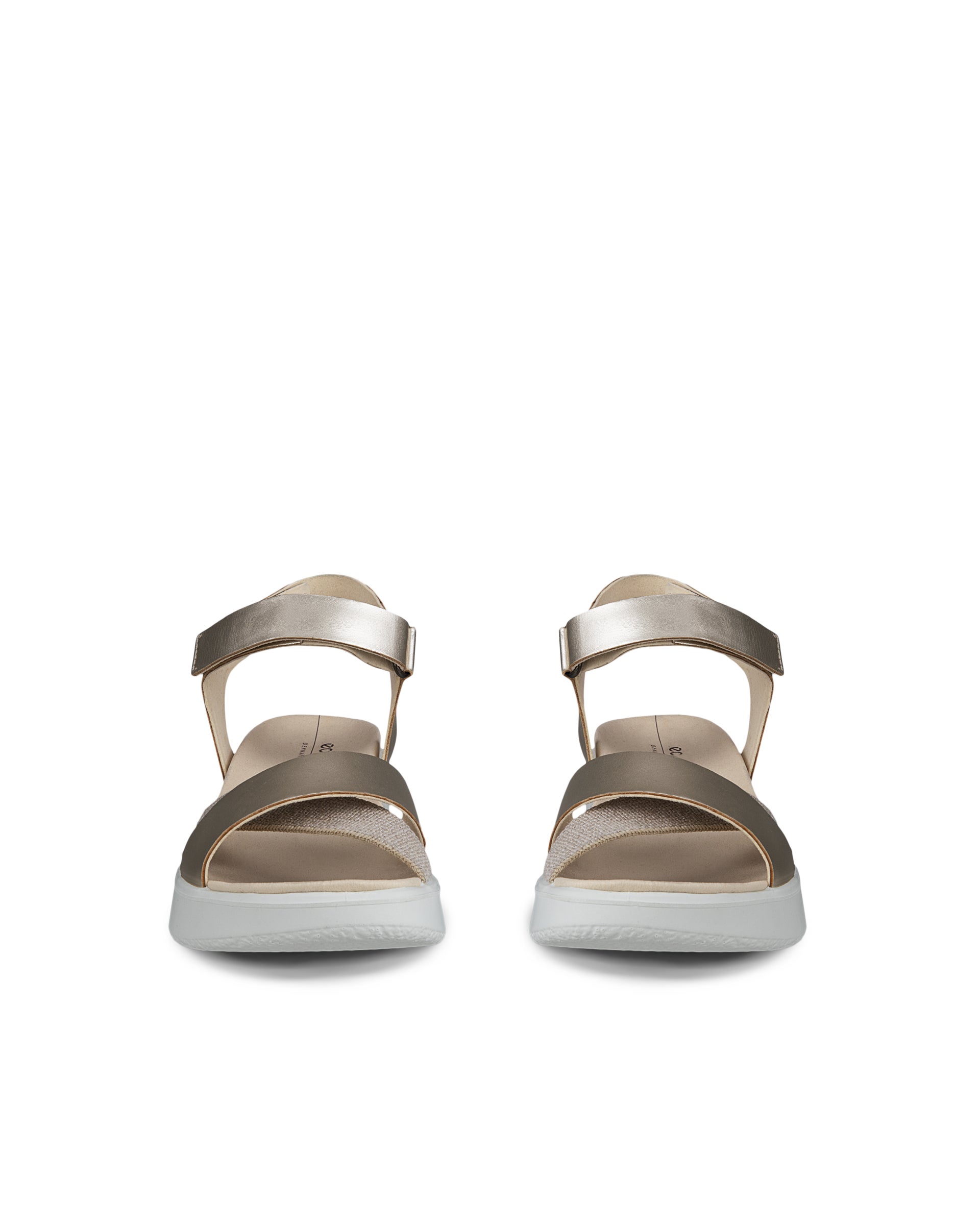 Women's ECCO® Flowt Wedge LX Leather Wedge Sandal - Gold - Front pair