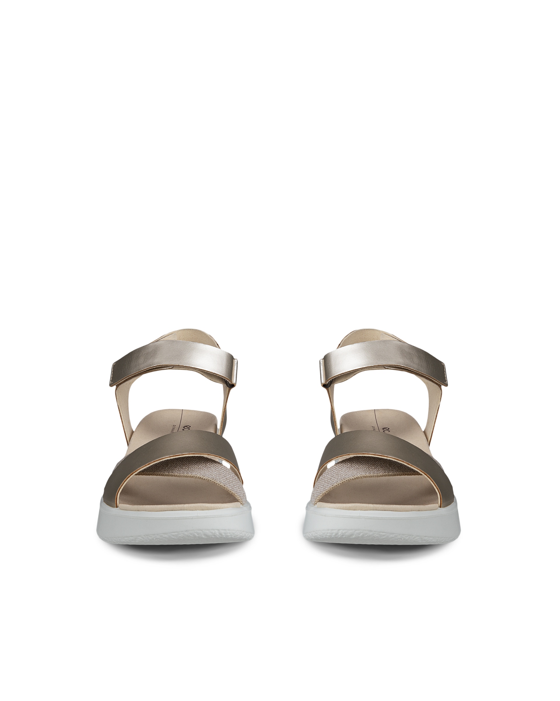 Women's ECCOยฎ Flowt Wedge LX Leather Wedge Sandal - Metallic - Front pair