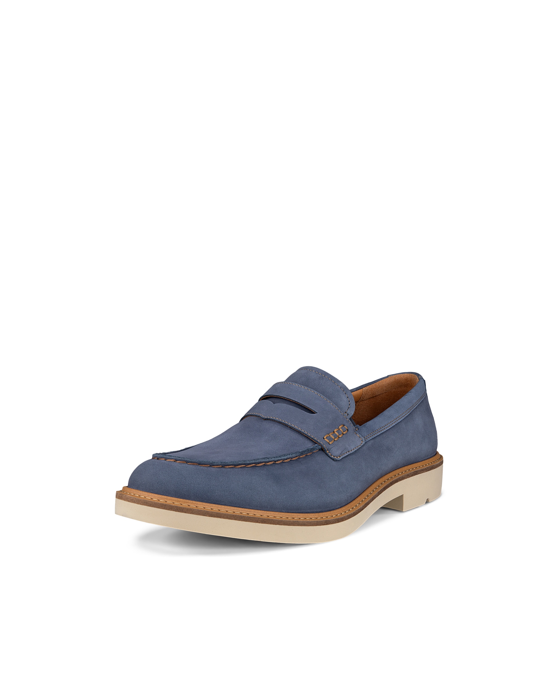 Men's ECCOยฎ Metropole London Nubuck Moc-Toe Shoe - Blue - Main