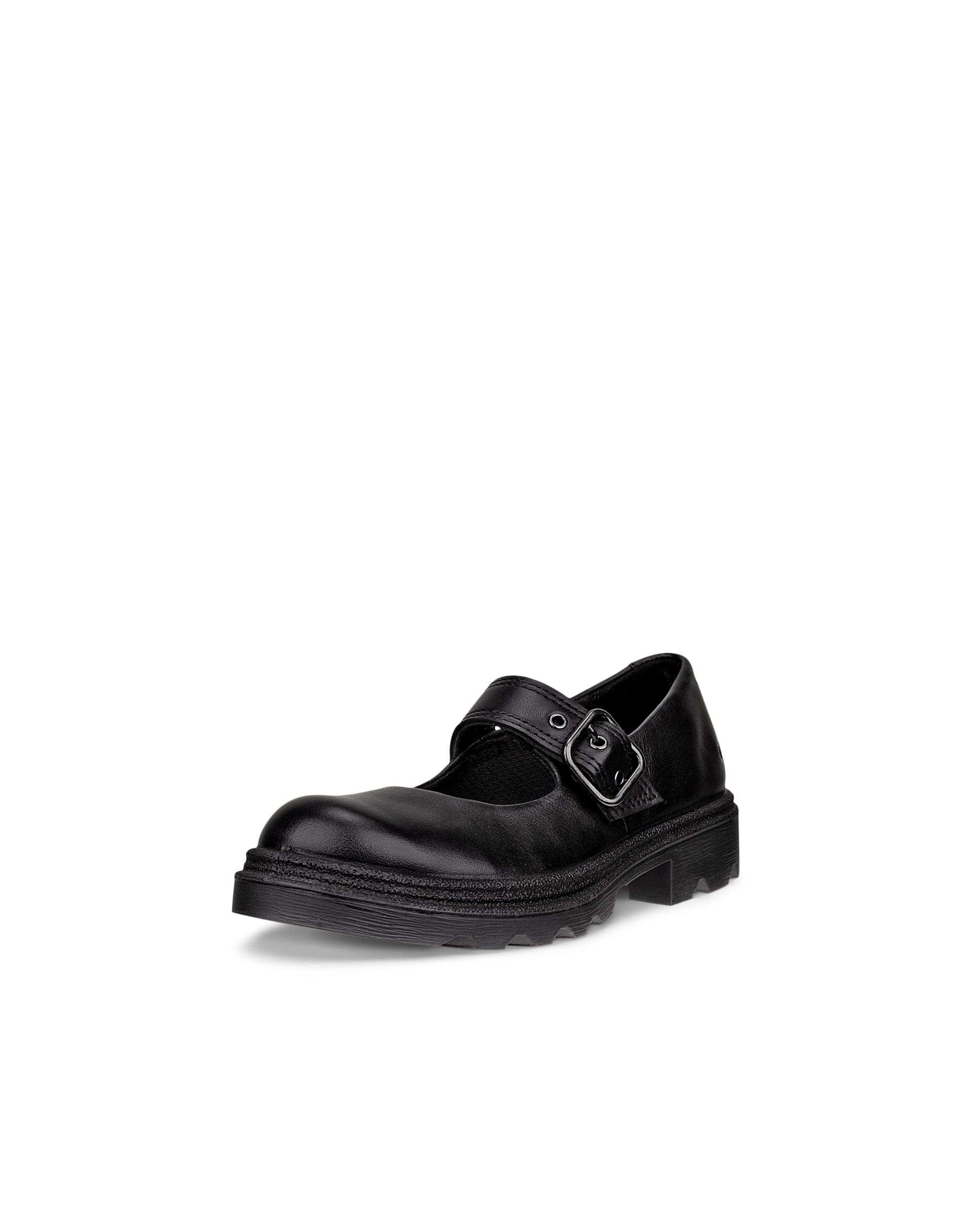 Kids' ECCO® GRAINER K Leather Mary Jane's - Black - Outside