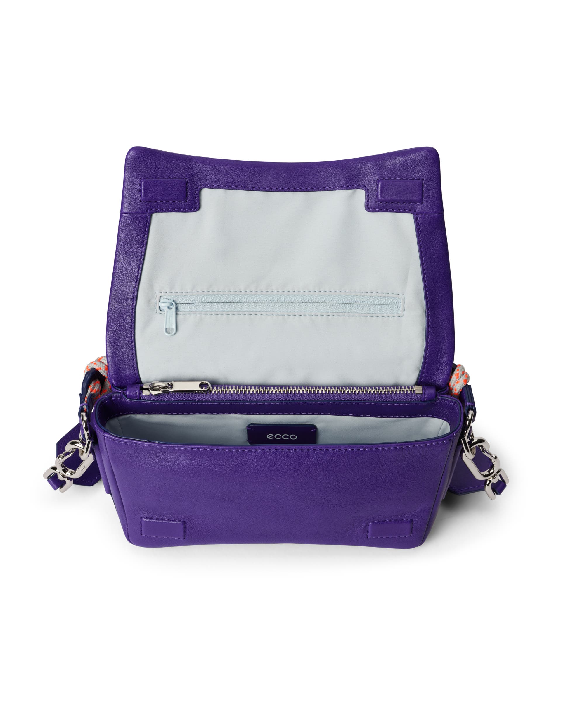 ECCO® Pinch Medium Soft Smooth Leather Shoulder Bag - Purple - Inside