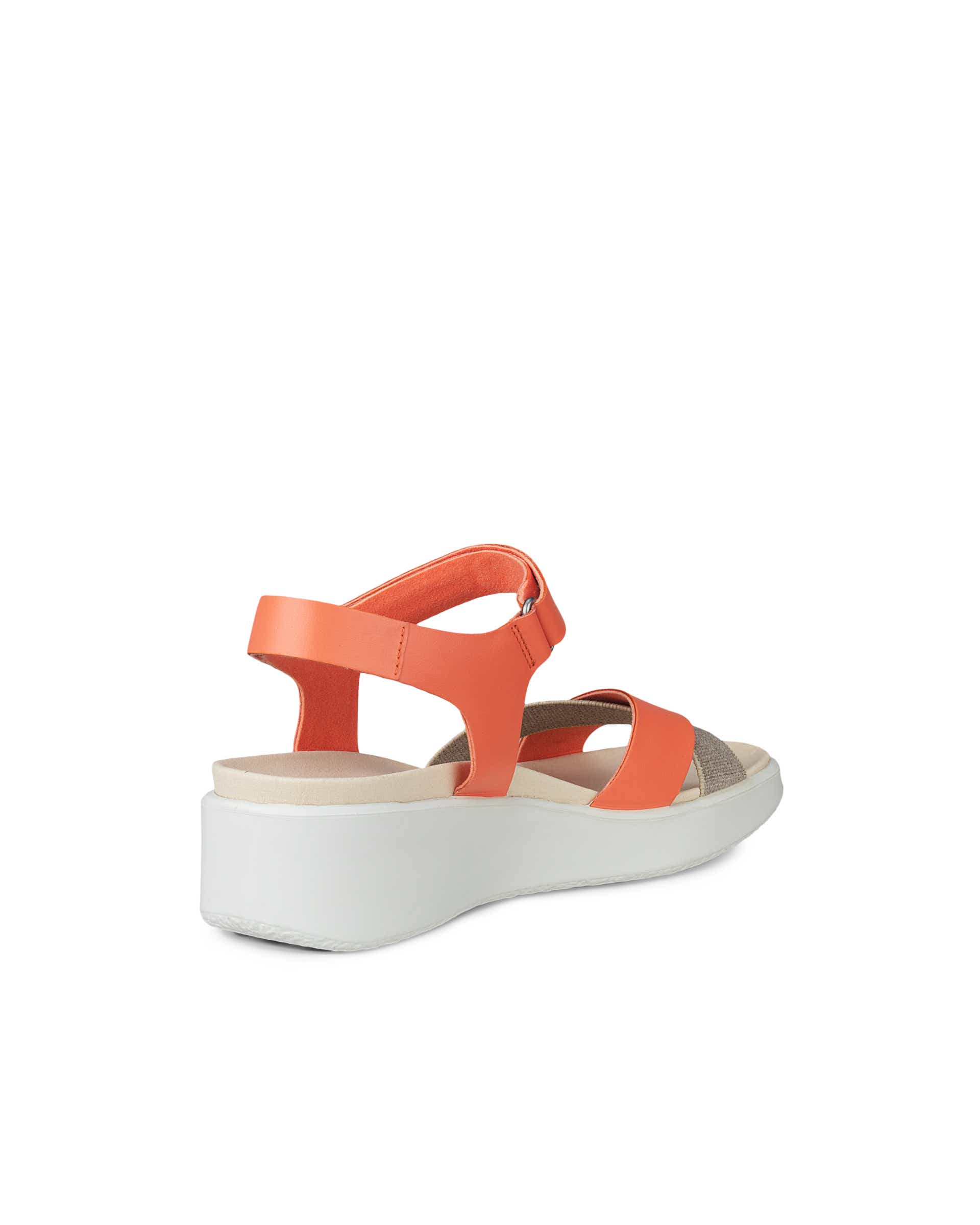 Women's ECCO® Flowt LX Leather Wedge Sandal - Orange - Back