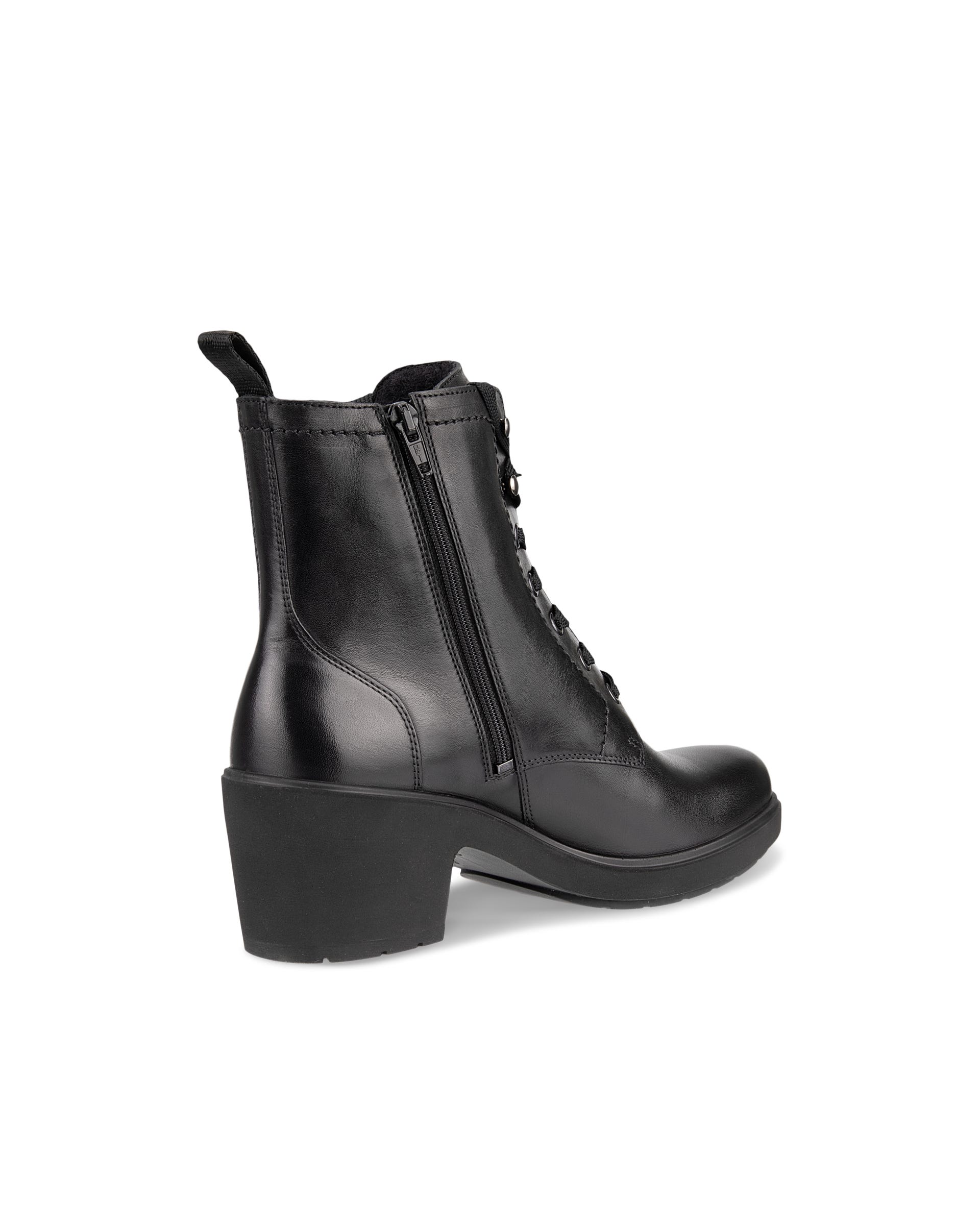 Women's ECCO® Metropole Zurich Leather Lace-Up Mid-Cut Boot - Black - Back