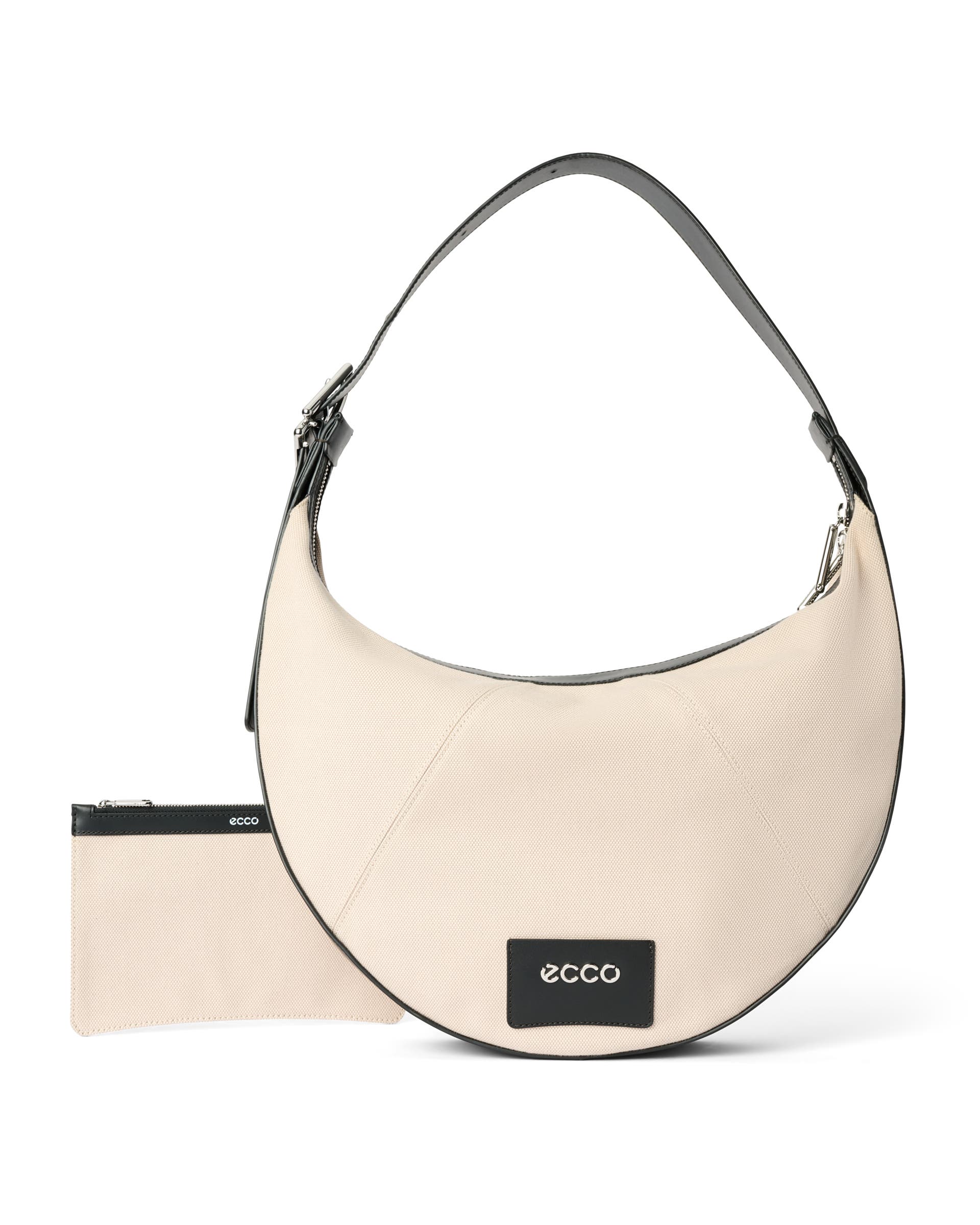 ECCO® Fortune Large Canvas Leather Crossbody Bag - Beige - Main