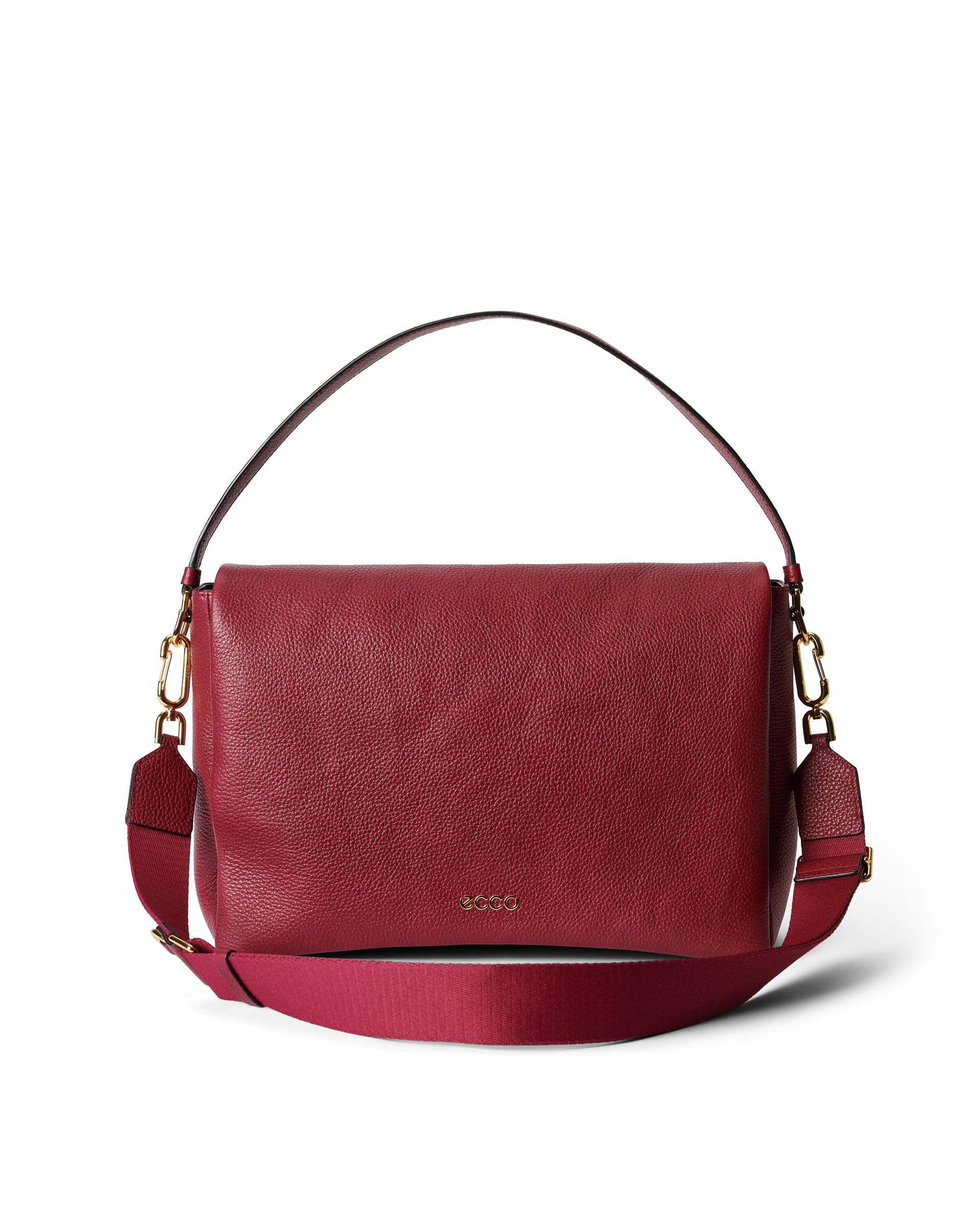 ECCO® Extra-Large Pinch Leather Shoulder Bag - Red - Main