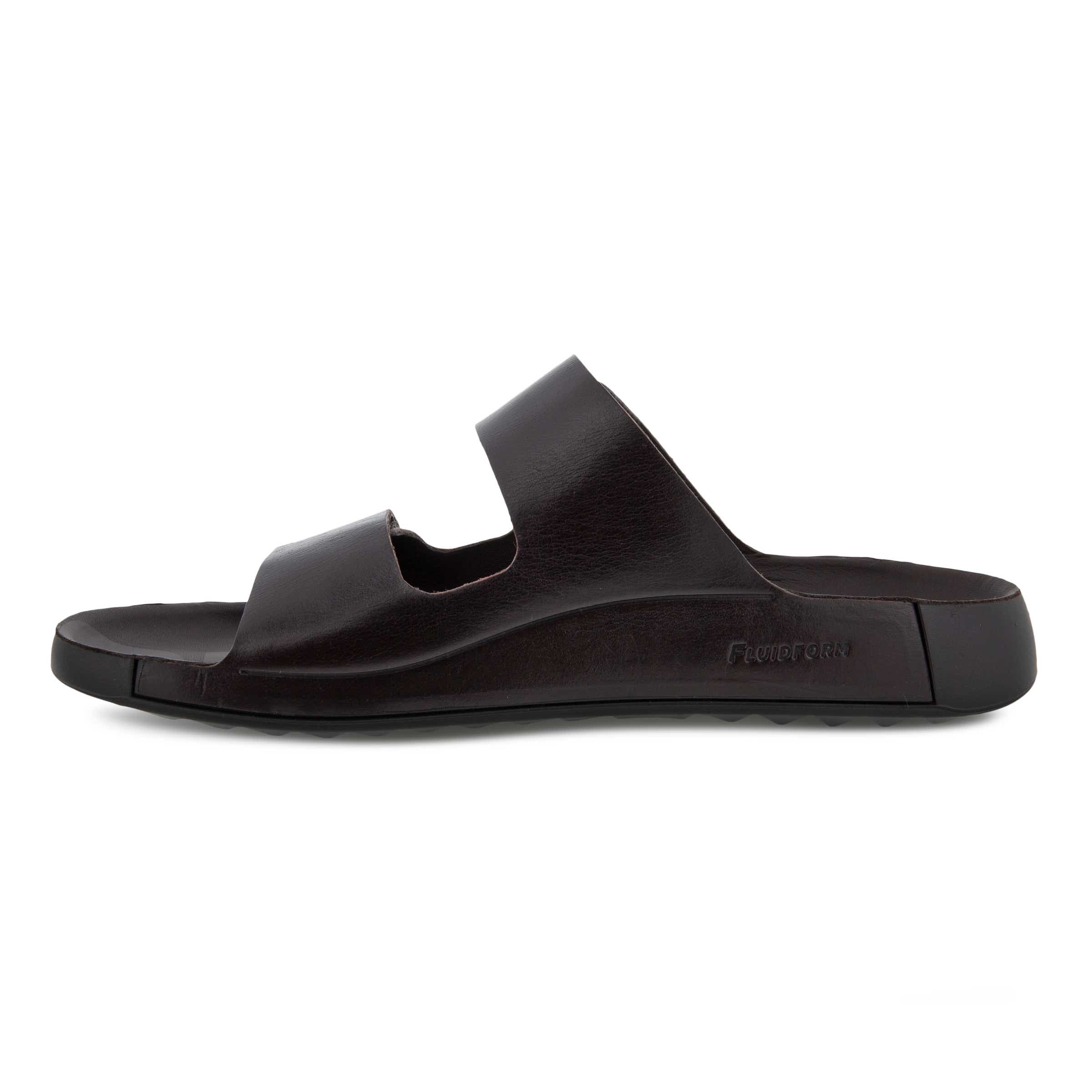 Men's ECCO® Cozmo Leather Buckle Two Strap Sandal  - Brown - Inside