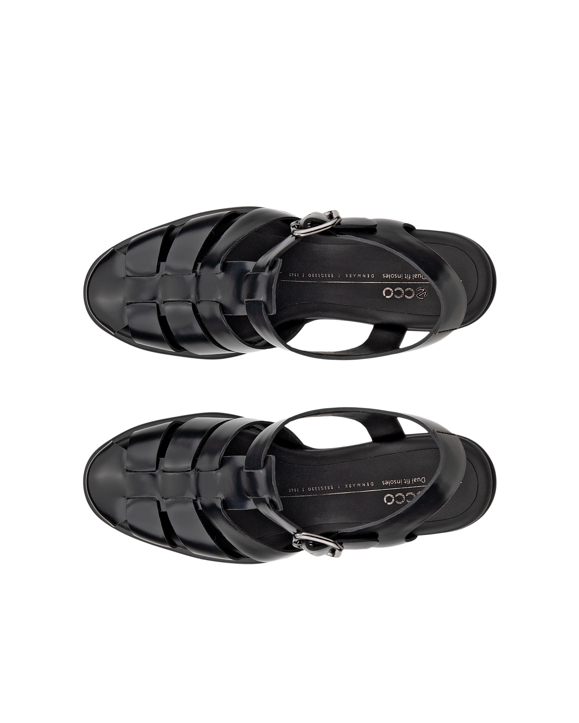 Damskie skórzane czółenka na słupku ECCO® Sculpted LX 55 - Czarny - Top left pair