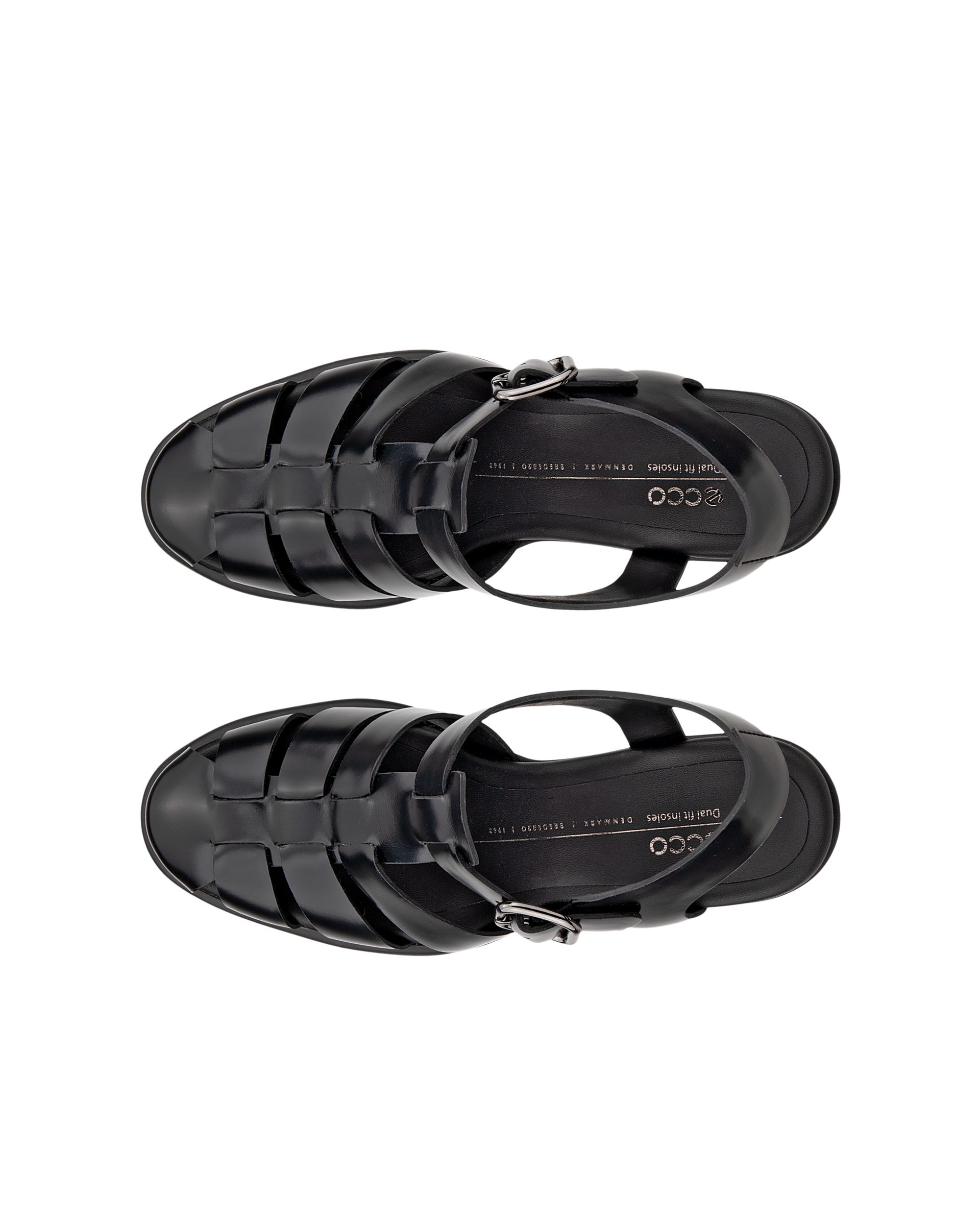 Damskie skórzane czółenka na słupku ECCO® Sculpted LX 55 - Czarny - Top left pair