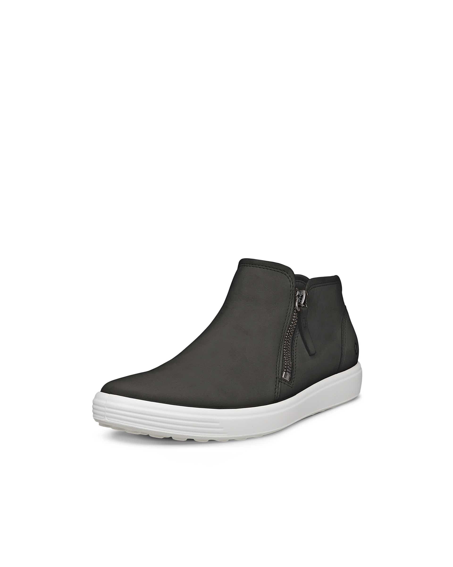 Women's ECCO® Soft 7 Nubuck Zip Bootie - Black - Main