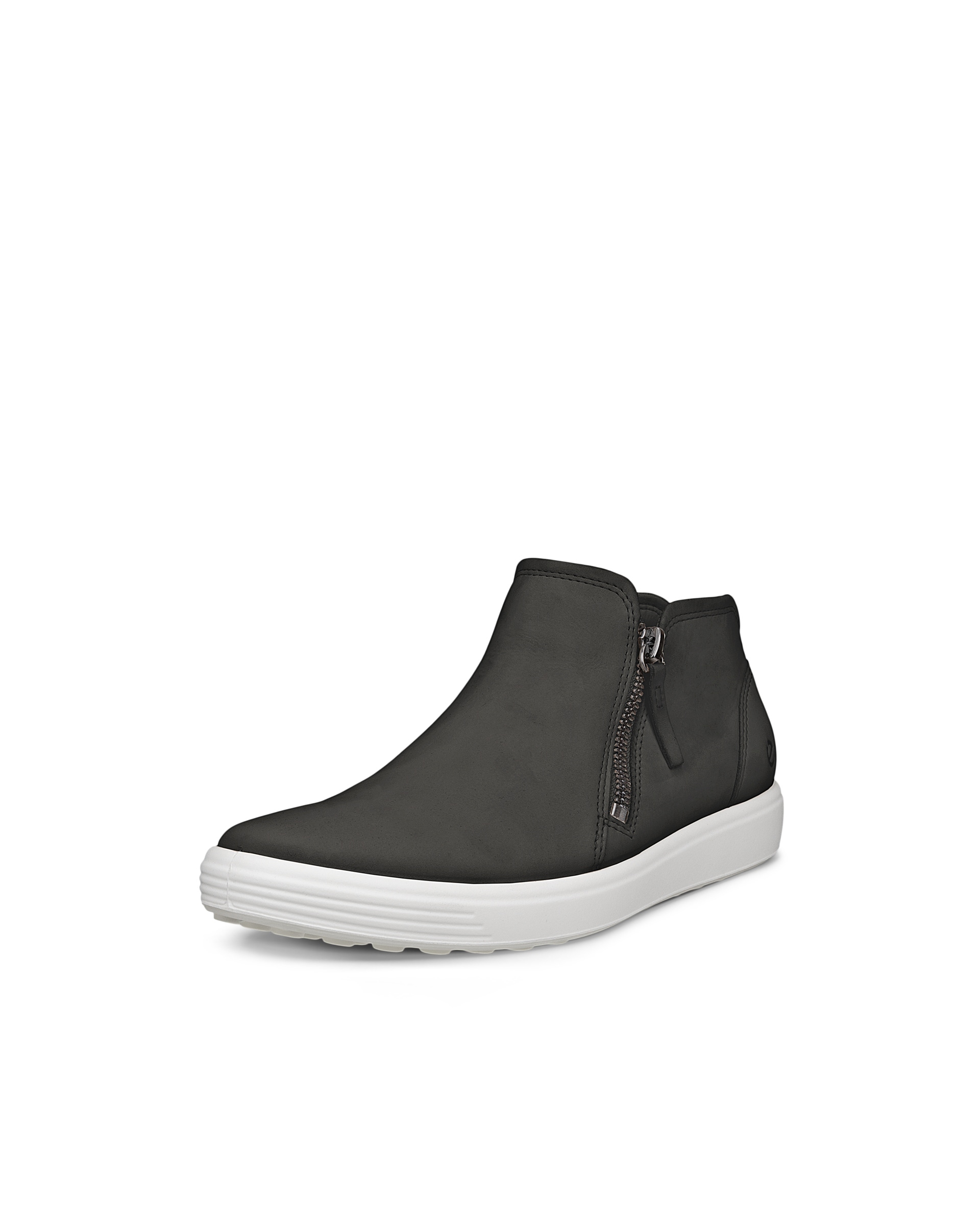 Women's ECCO® Soft 7 Nubuck Zip Bootie - Black - Main