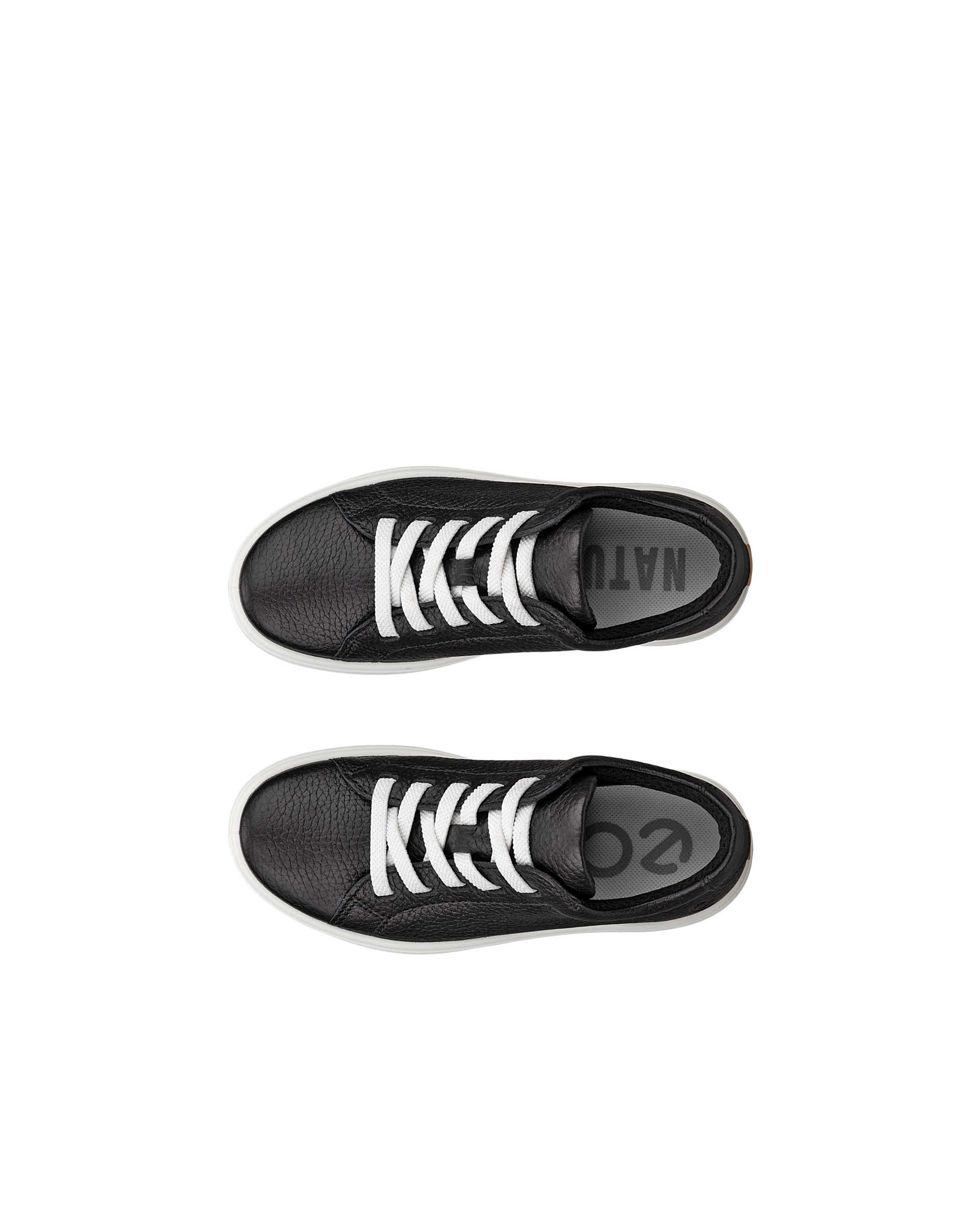 Kids' ECCO® Soft 60 Leather Sneaker - Black - Top left pair