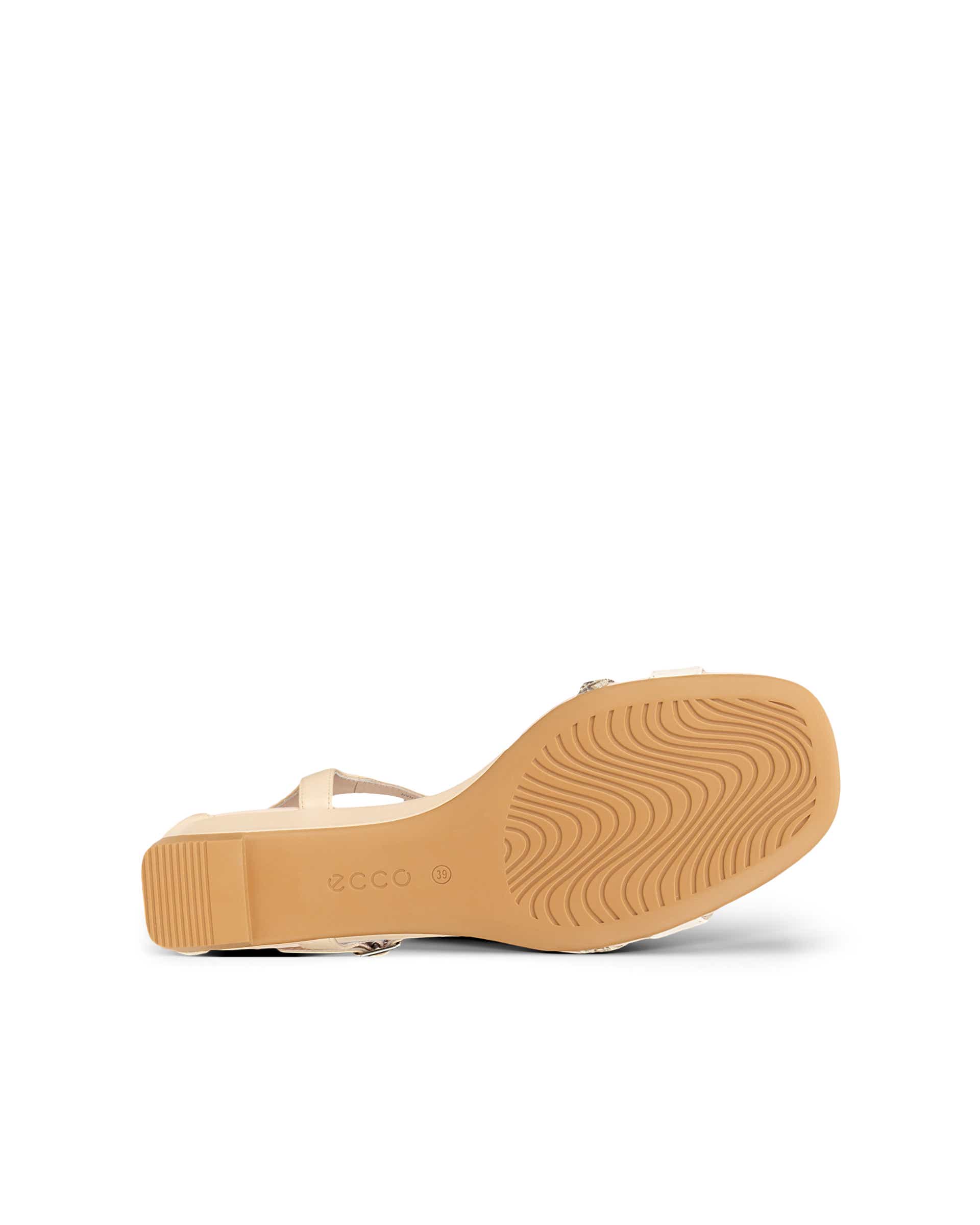 Damskie skórzane sandały na koturnie ECCO® ASTRID - Beżowy - Sole