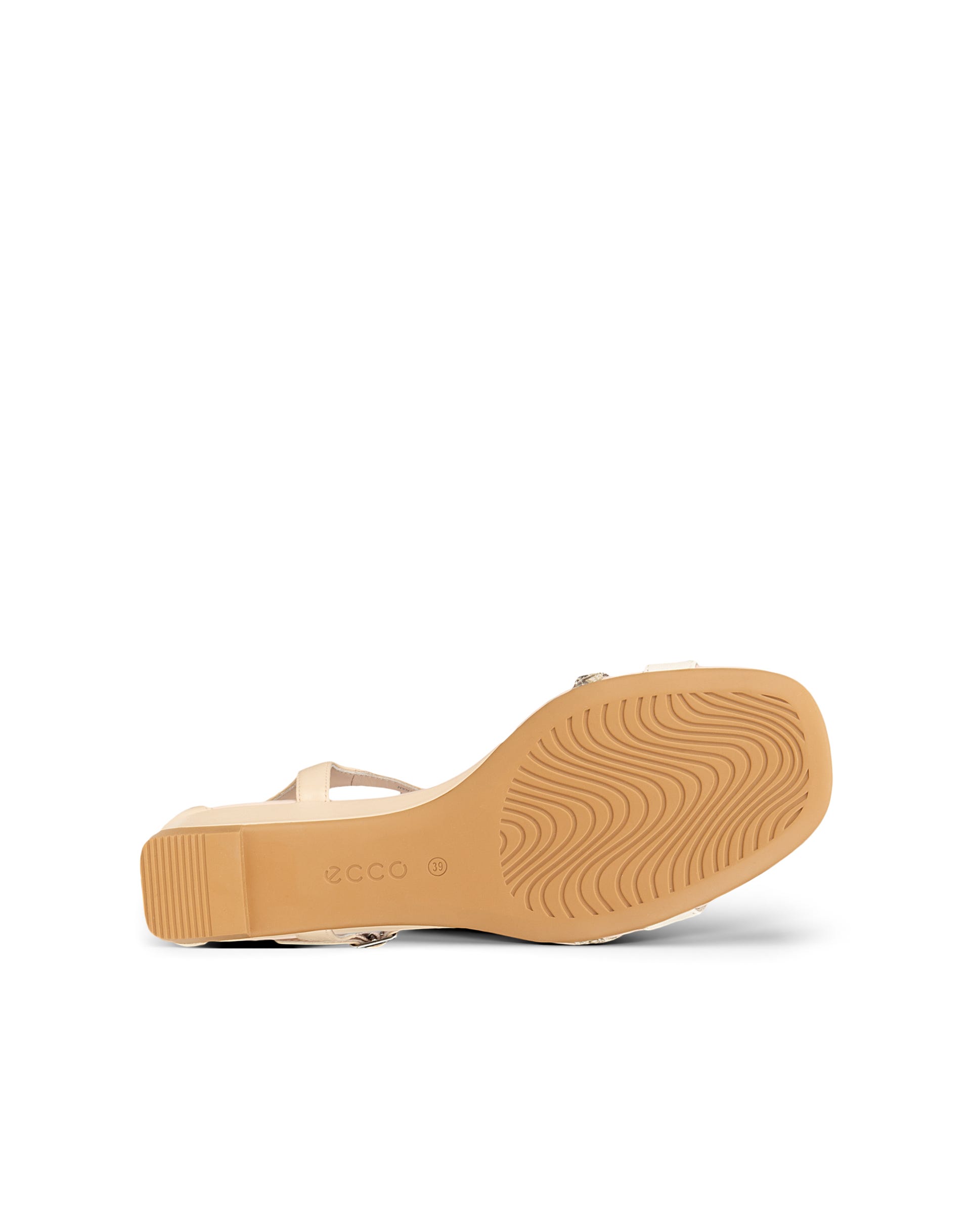 Damskie skórzane sandały na koturnie ECCO® ASTRID - Beżowy - Sole