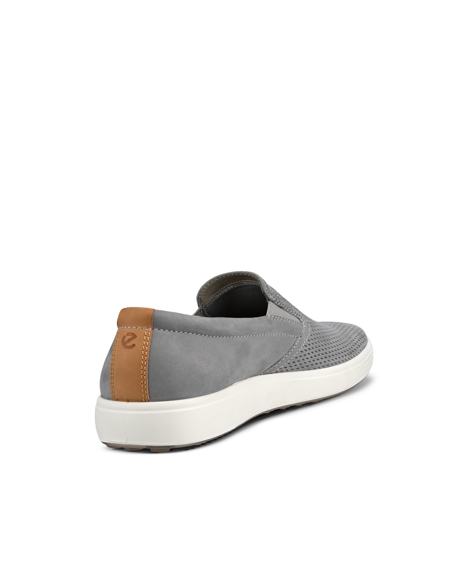 Men's ECCO® Soft 7 Nubuck Slip-On - Grey - Back