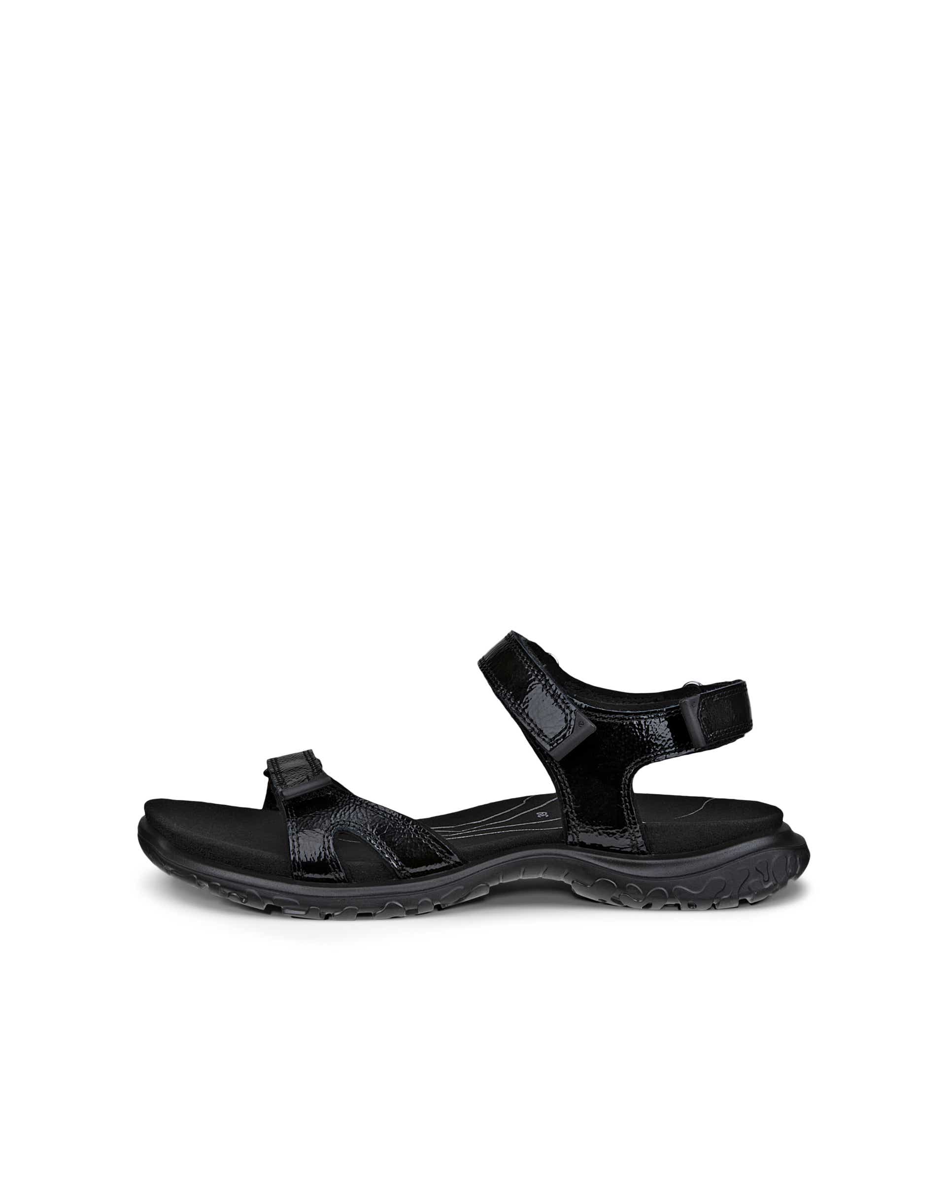 Women's ECCO® Offroad Roam Patent Leather Walking Sandal - Black - Outside