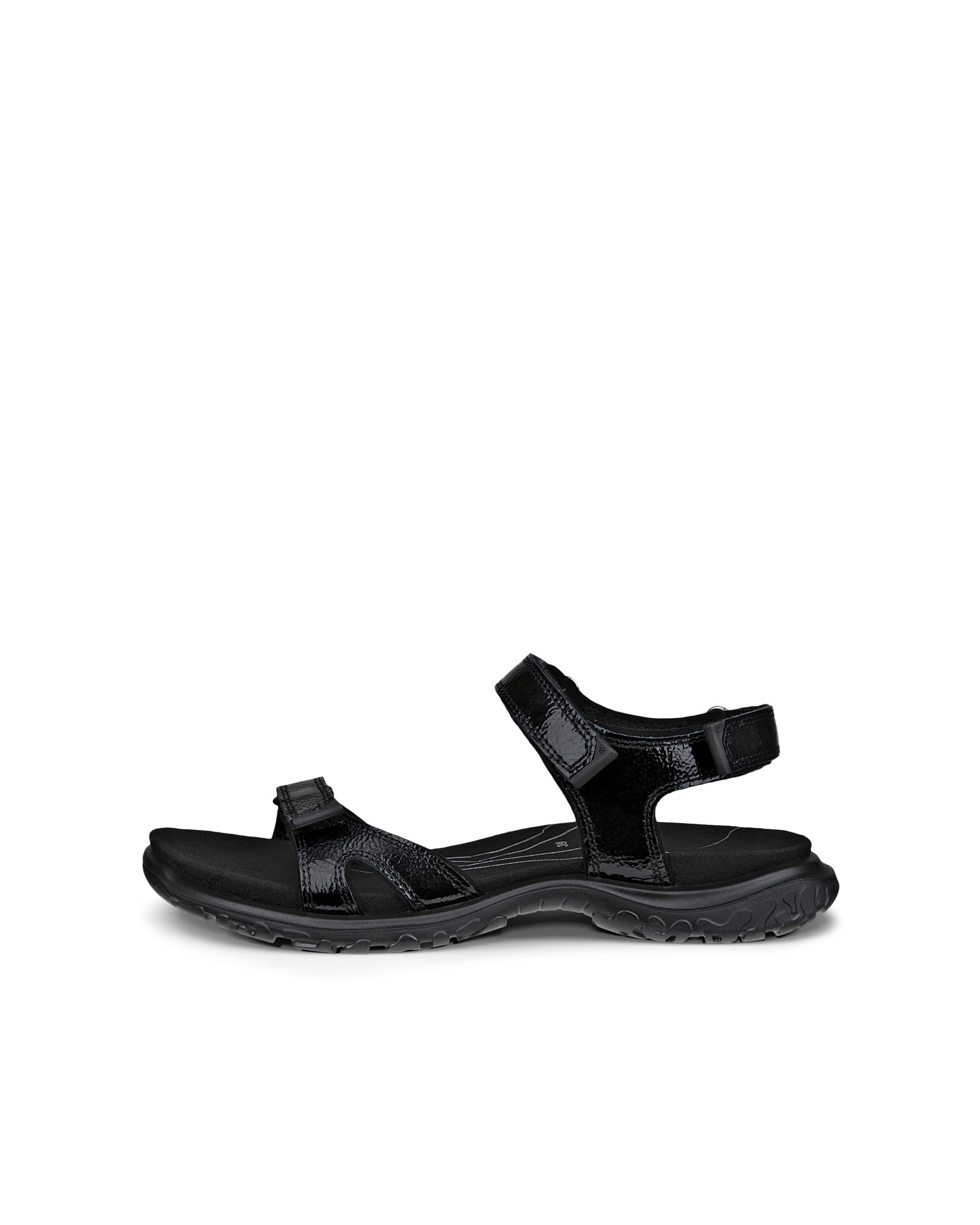 Women's ECCO® Offroad Roam Patent Leather Walking Sandal - Black - Outside
