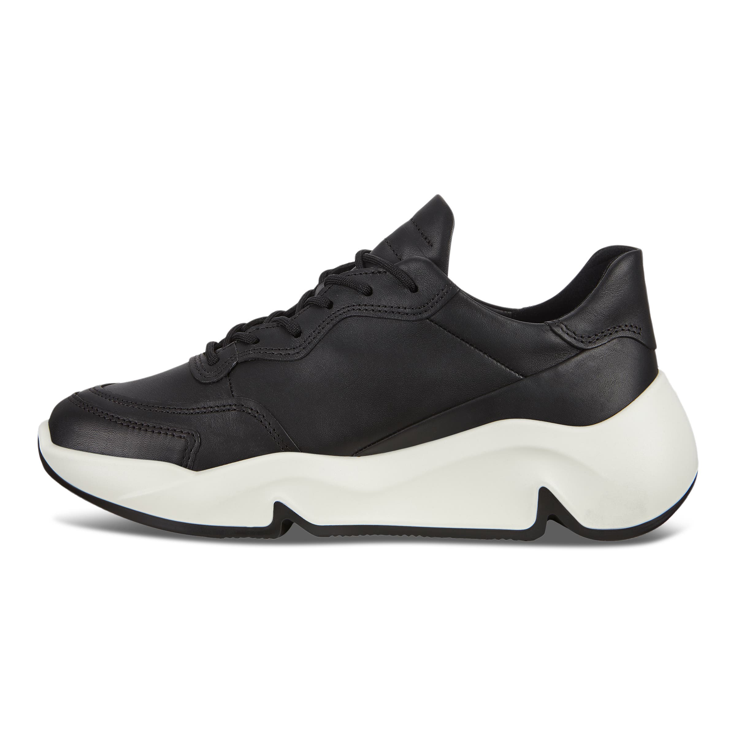 Women's ECCO® Chunky Leather Platform Sneaker - Black - Inside