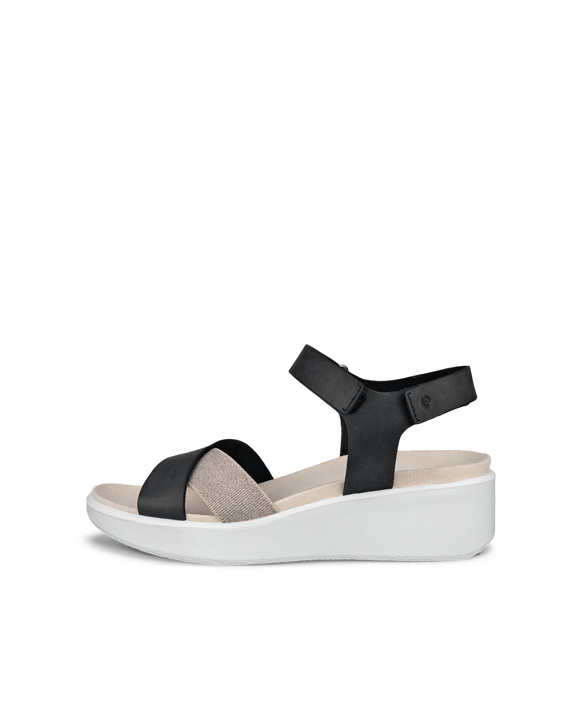 ECCO Flowt Wedge LX ウィメンズ レザーウェッジソールサンダル - ブラック - Outside
