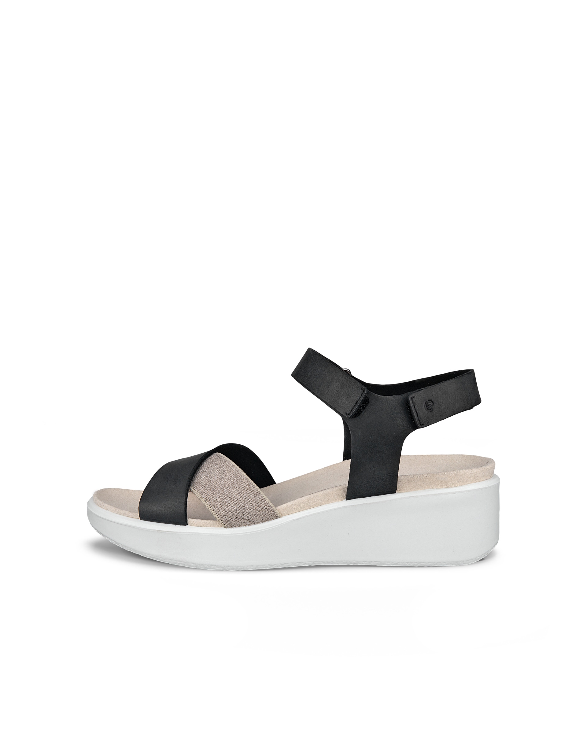 ECCO Flowt Wedge LX ウィメンズ レザーウェッジソールサンダル - ブラック - Outside