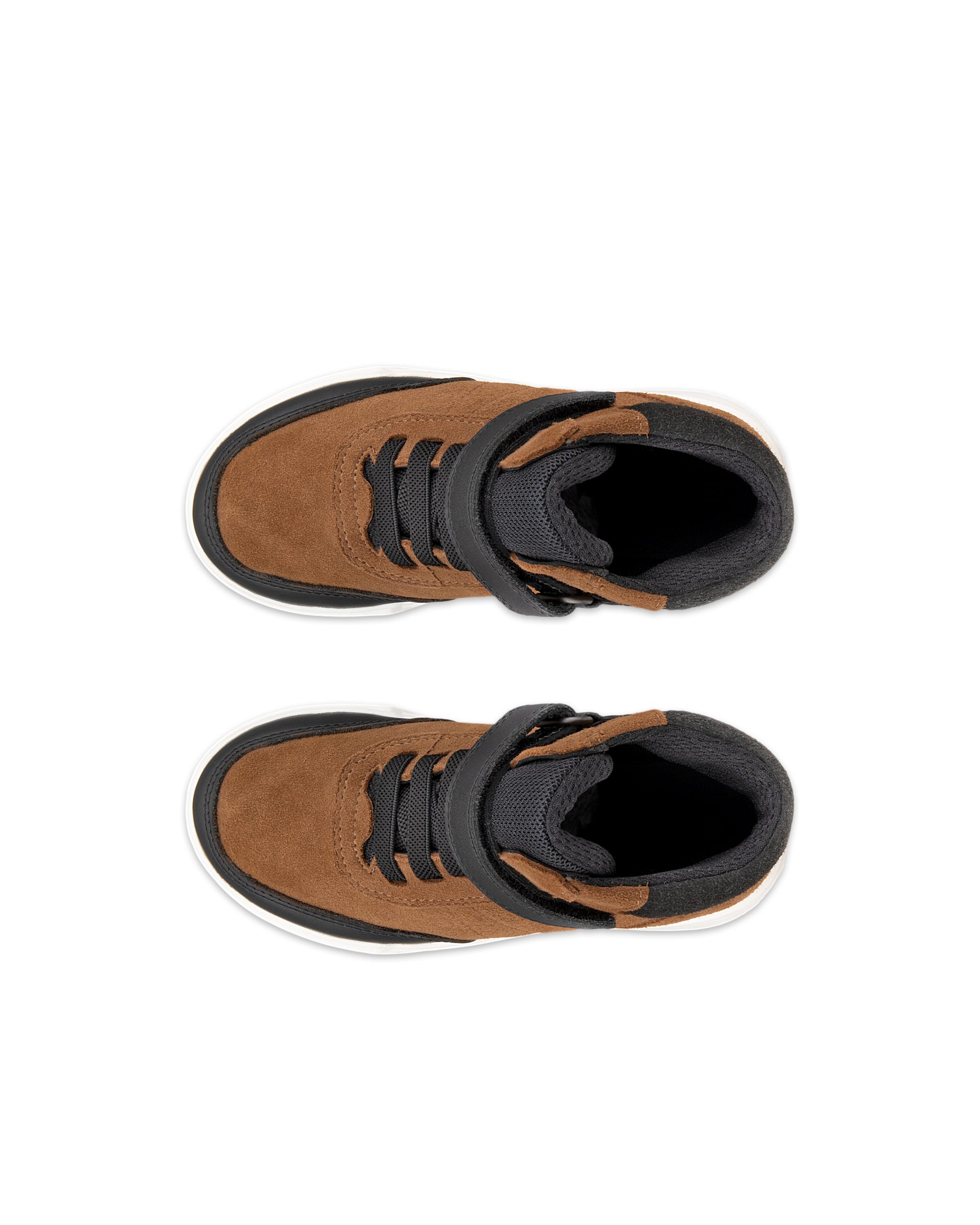 Detské kožené tenisky suchý zips ECCO® STREET COURT K - Hnedá - Outside
