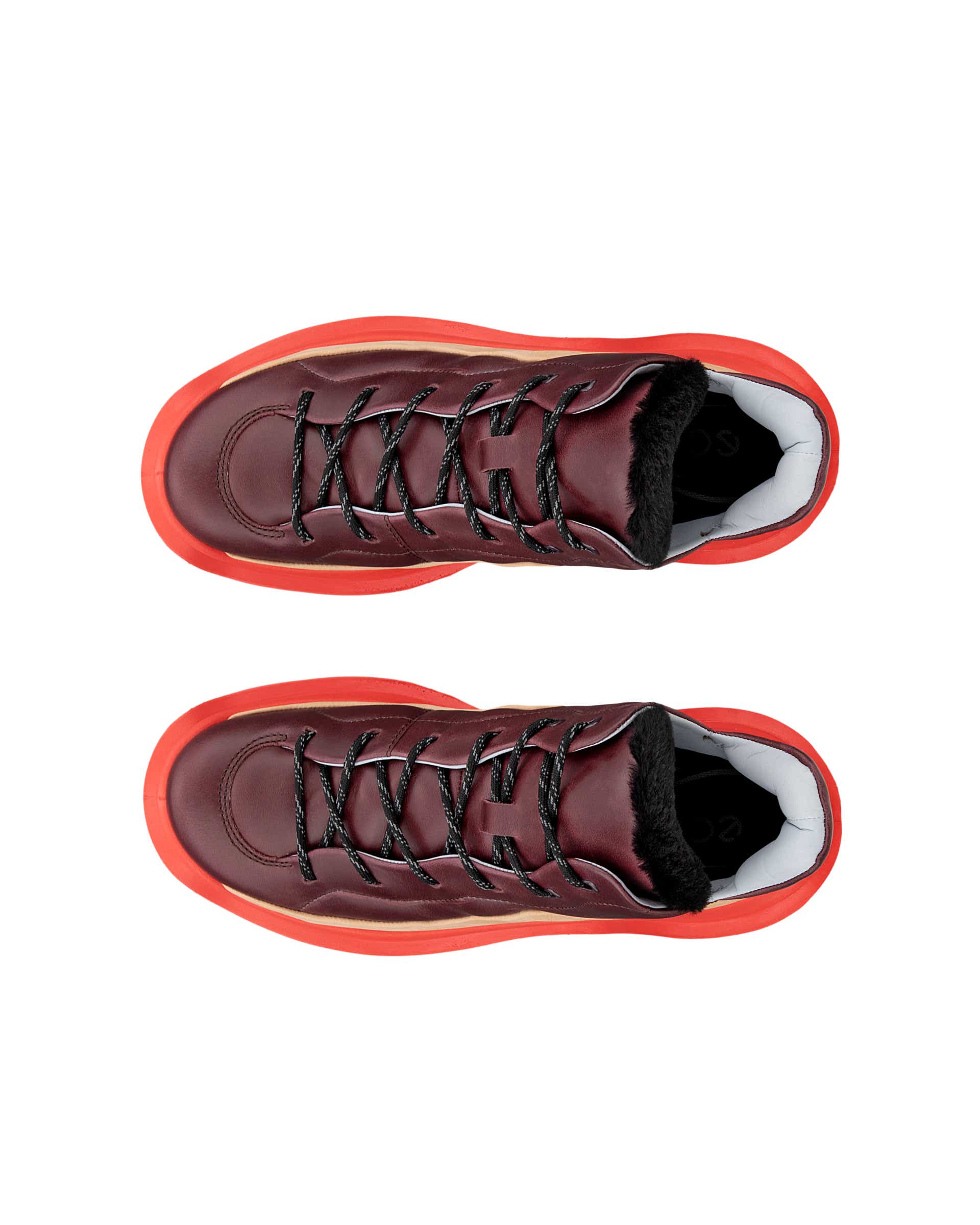 Women's ECCO® Offroad Leather Outdoor Shoe - Red - Top left pair