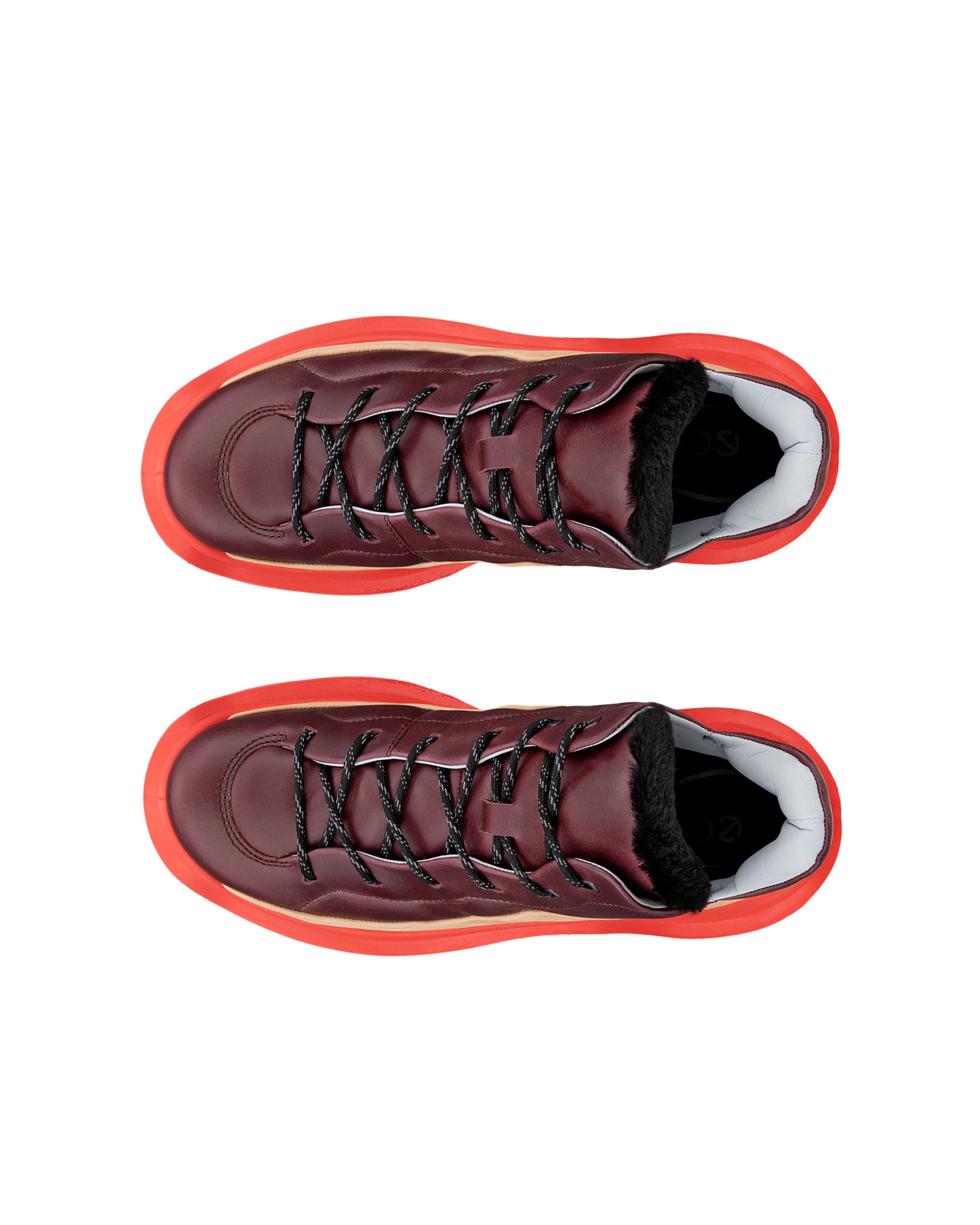 Women's ECCO® Offroad Leather Outdoor Shoe - Red - Top left pair