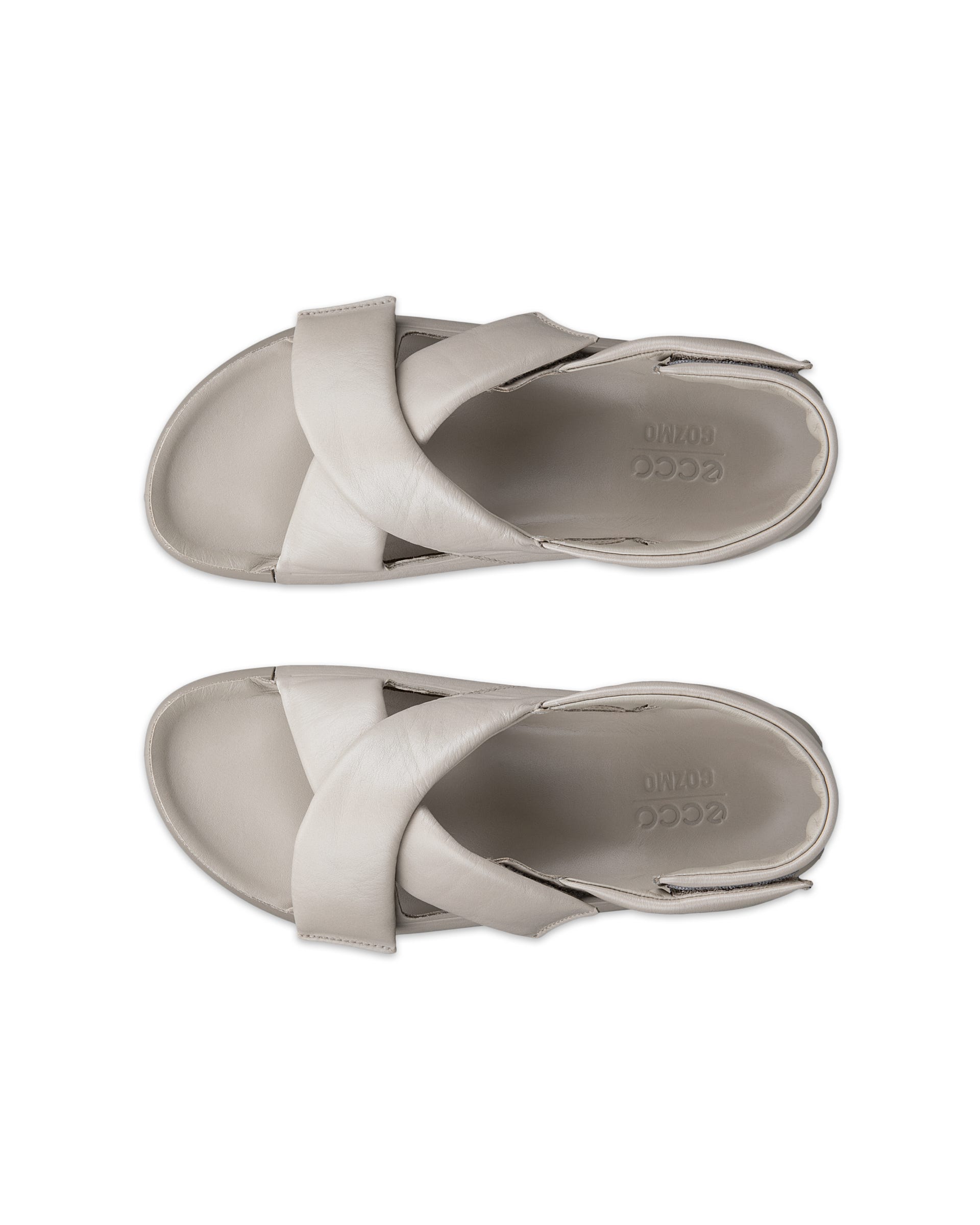ECCO Cozmo PF ウィメンズ レザーサンダル - ベージュ - Top left pair