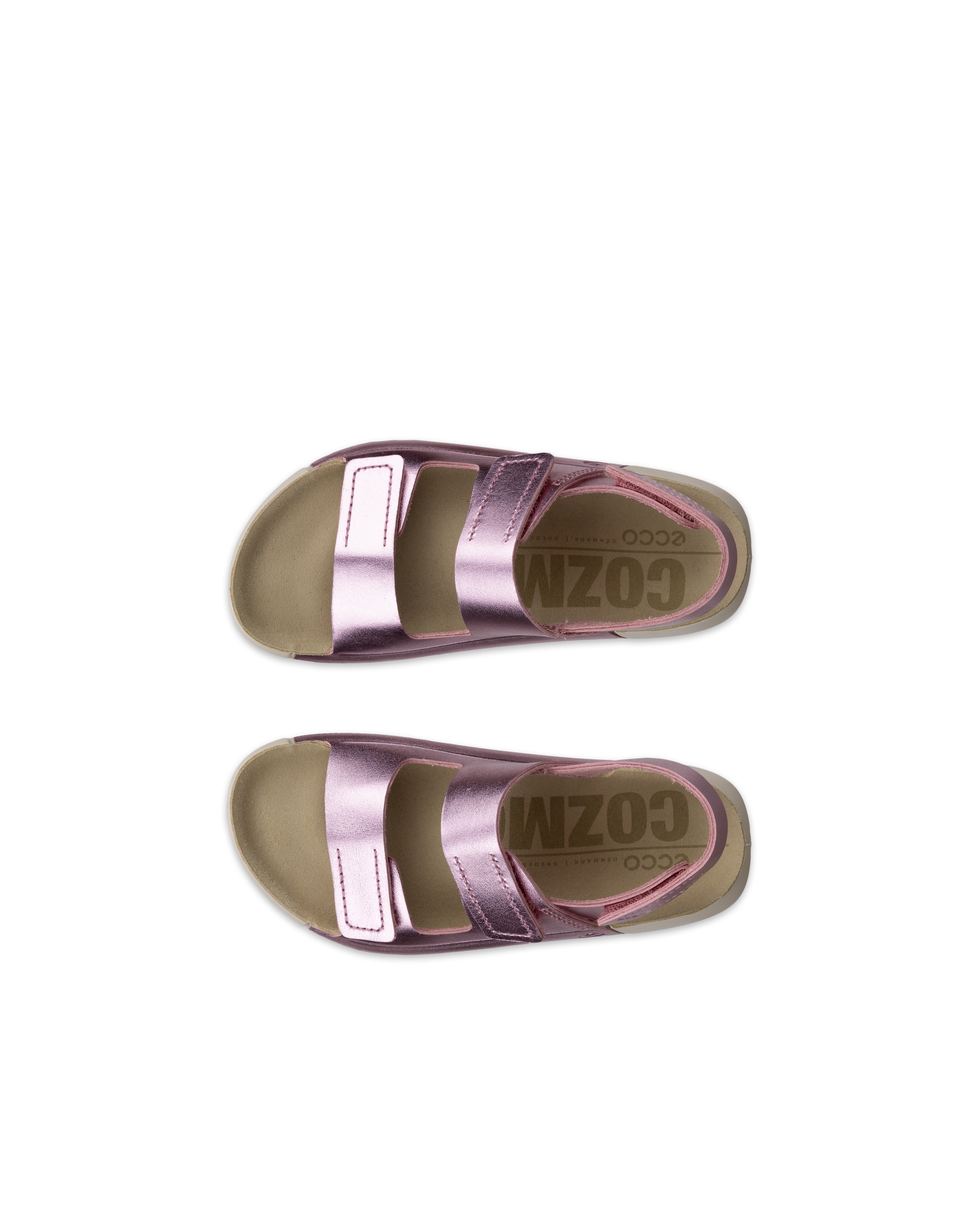 Dětské kožené páskové sandály ECCO® Cozmo - Růžová - Top left pair