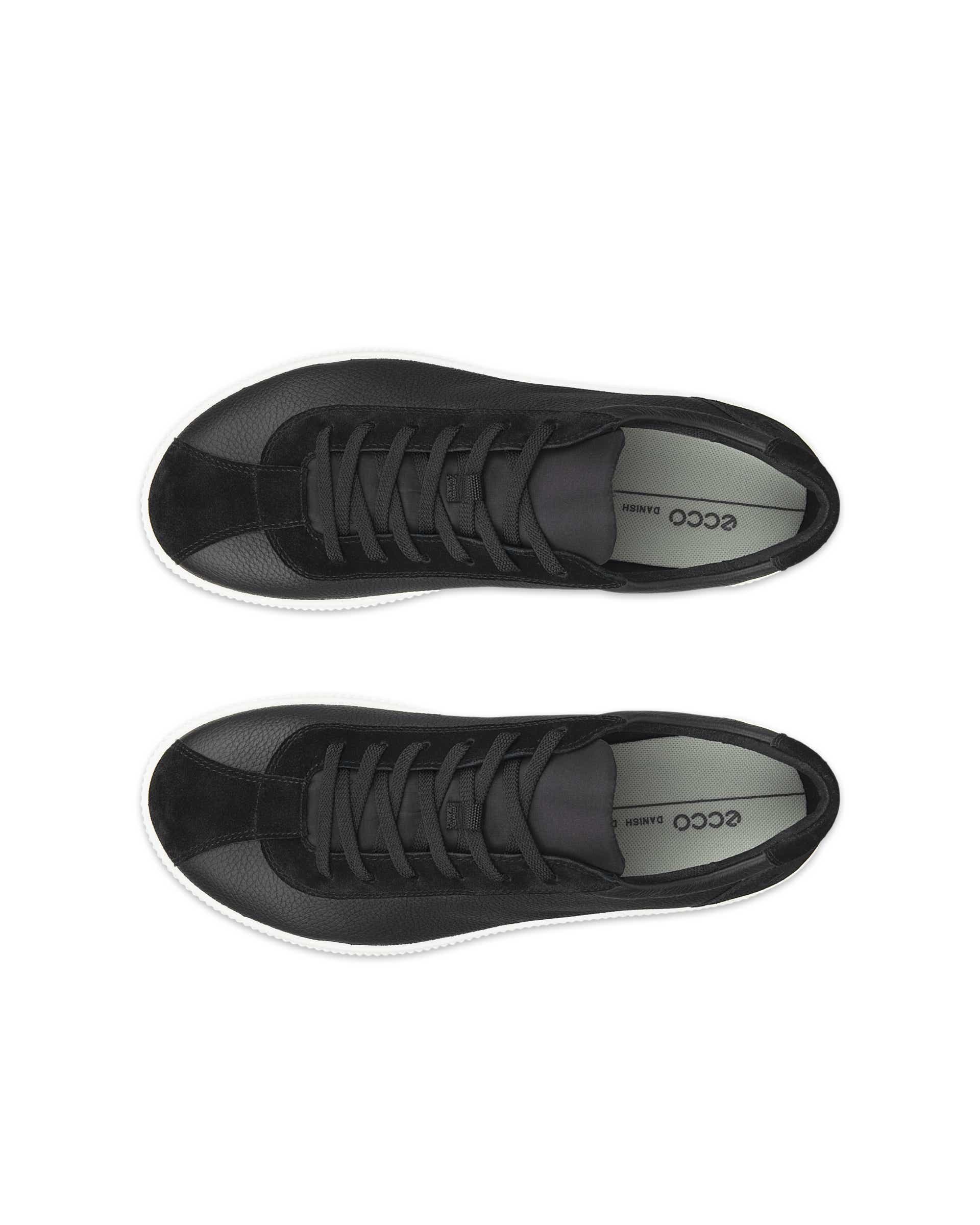 ECCO® Soft Zero Heren leren sneaker - Zwart - Top left pair