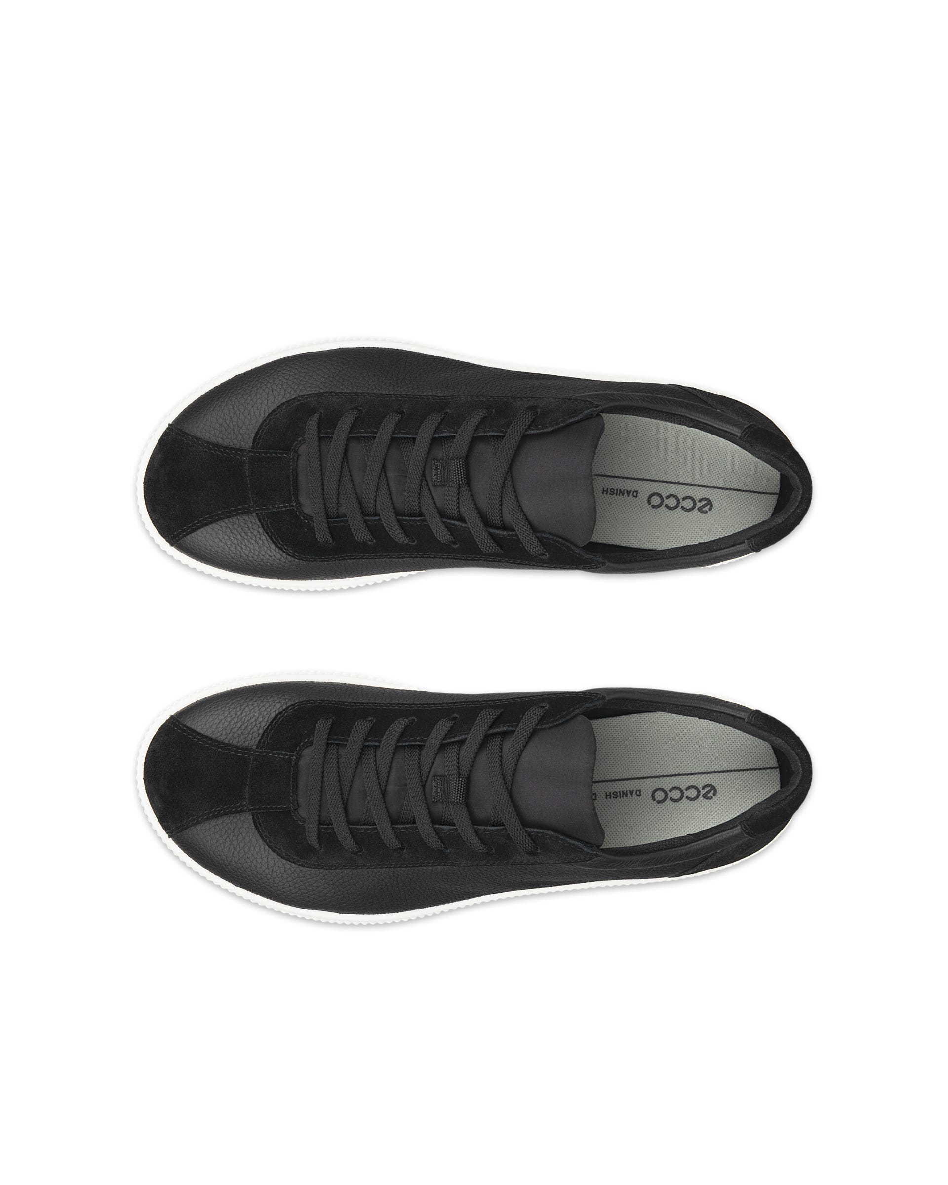 ECCO soft zero MEN メンズ レザースニーカー - ブラック - Top left pair